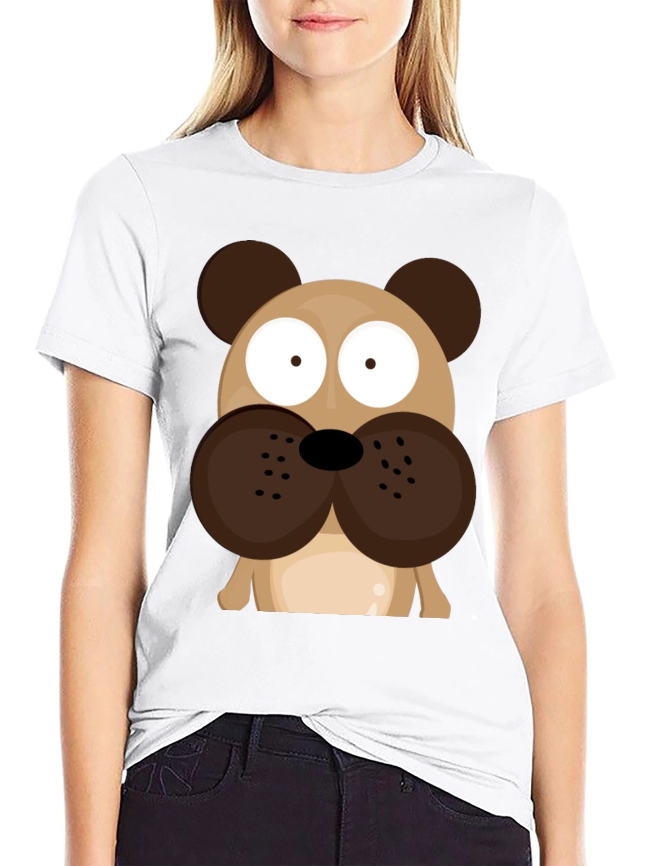 Black Cartoon Dog Graphic T-Shirt - Men's Black Tee view 9