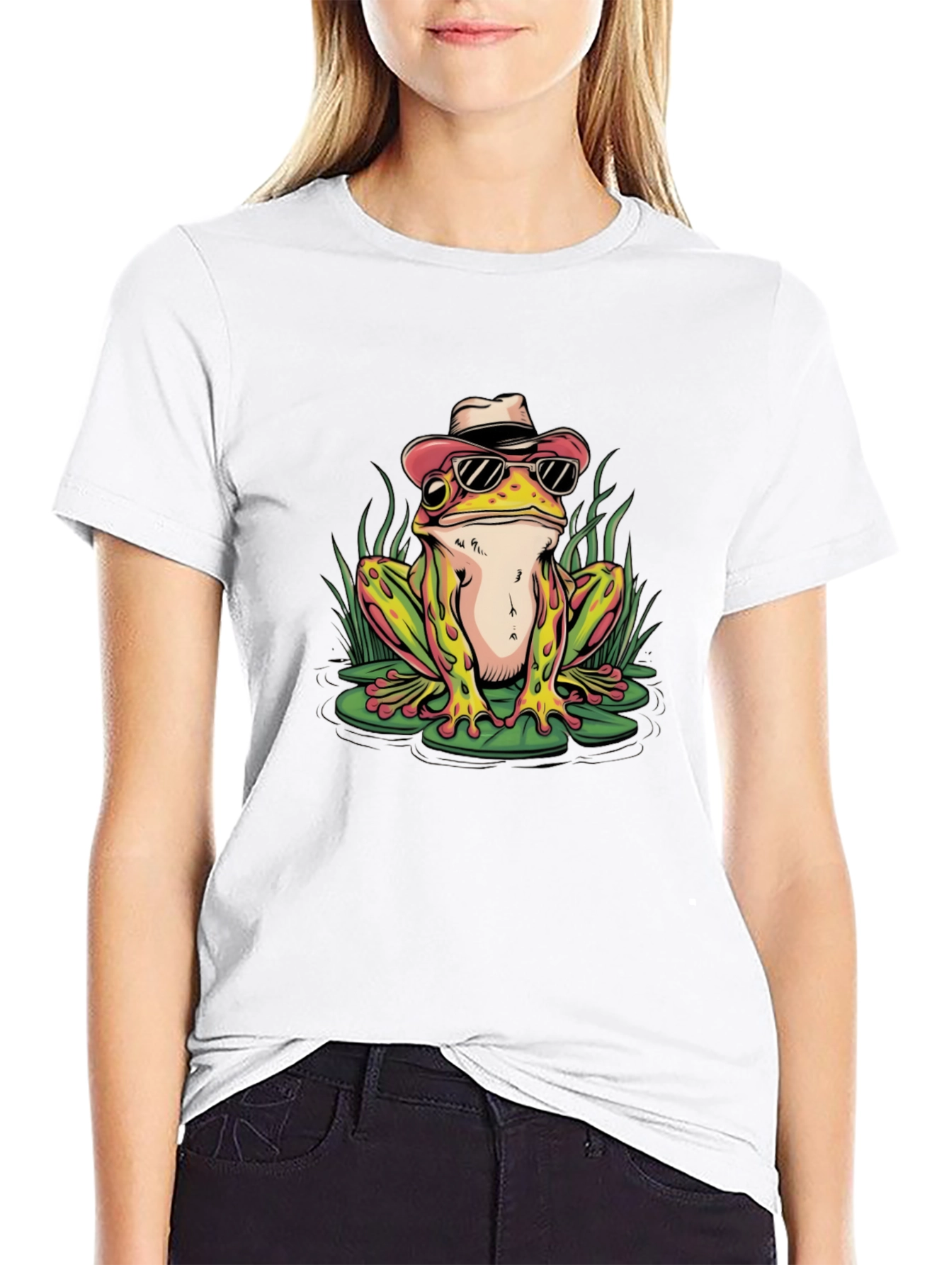 Black Frog with Hat Graphic T-Shirt view 9