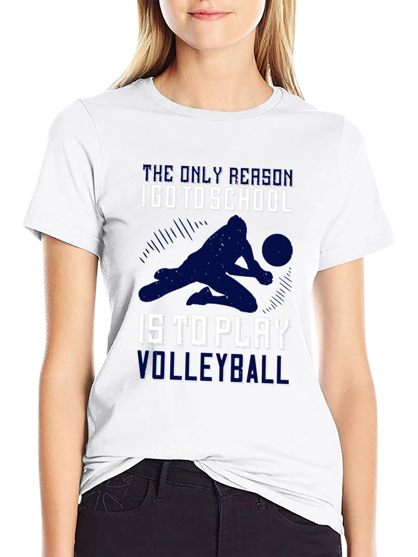 Black Volleyball T-Shirt: School Volleyball Player Design view 9