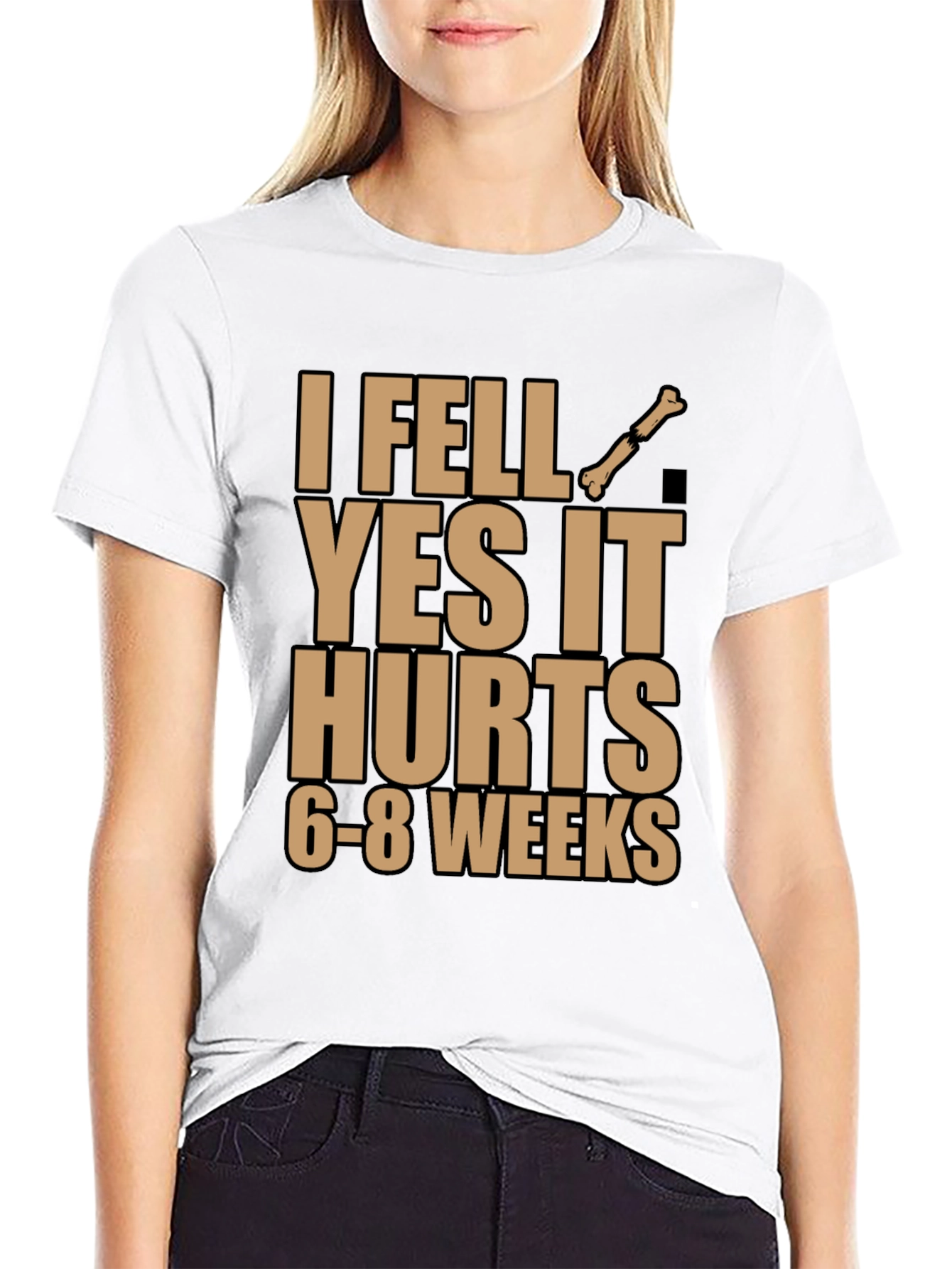 Black I Fell Bone Humor Black T-Shirt view 9