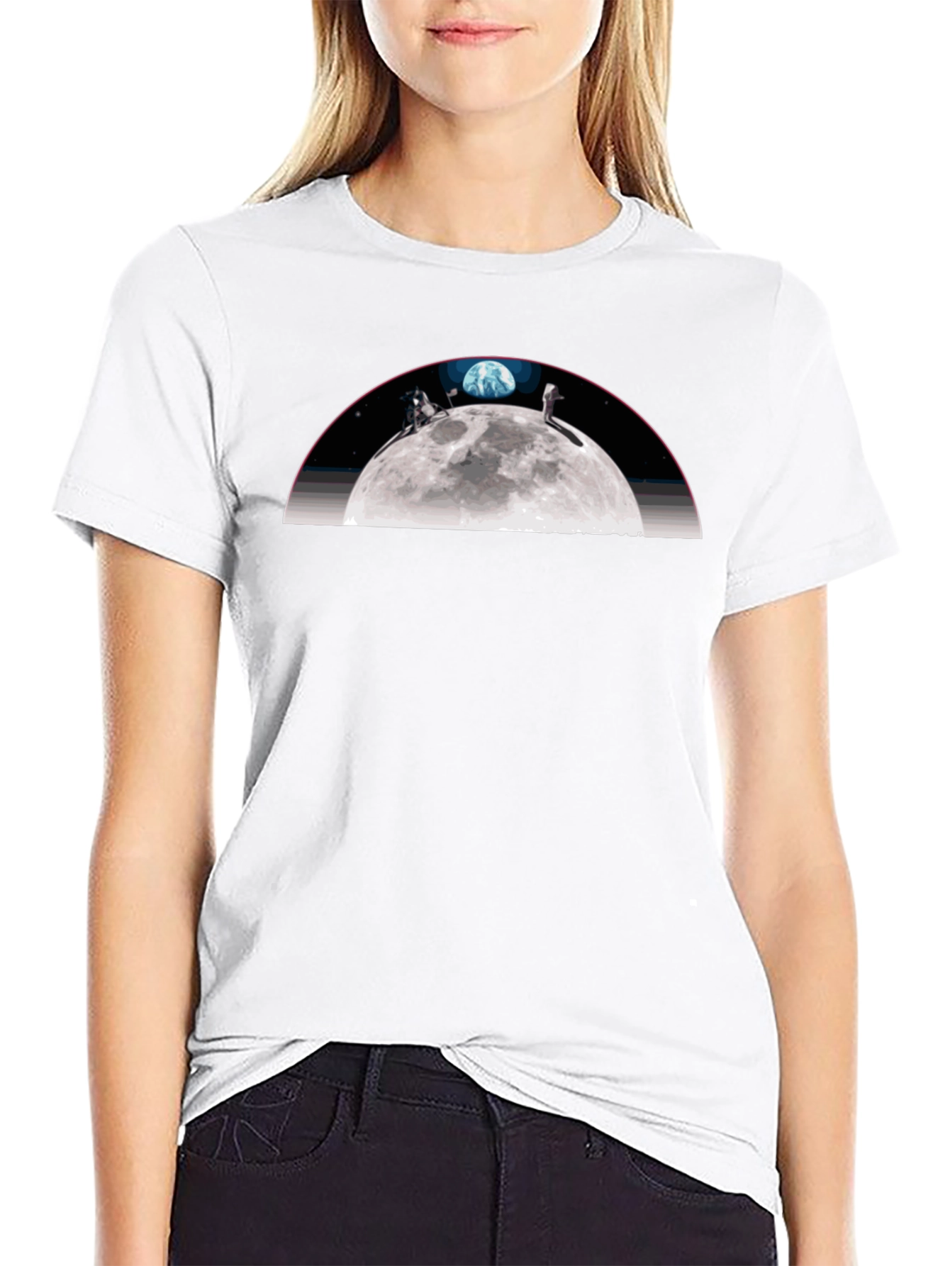 Black Moon Landing Graphic Tee - Black Crew Neck T-Shirt view 9