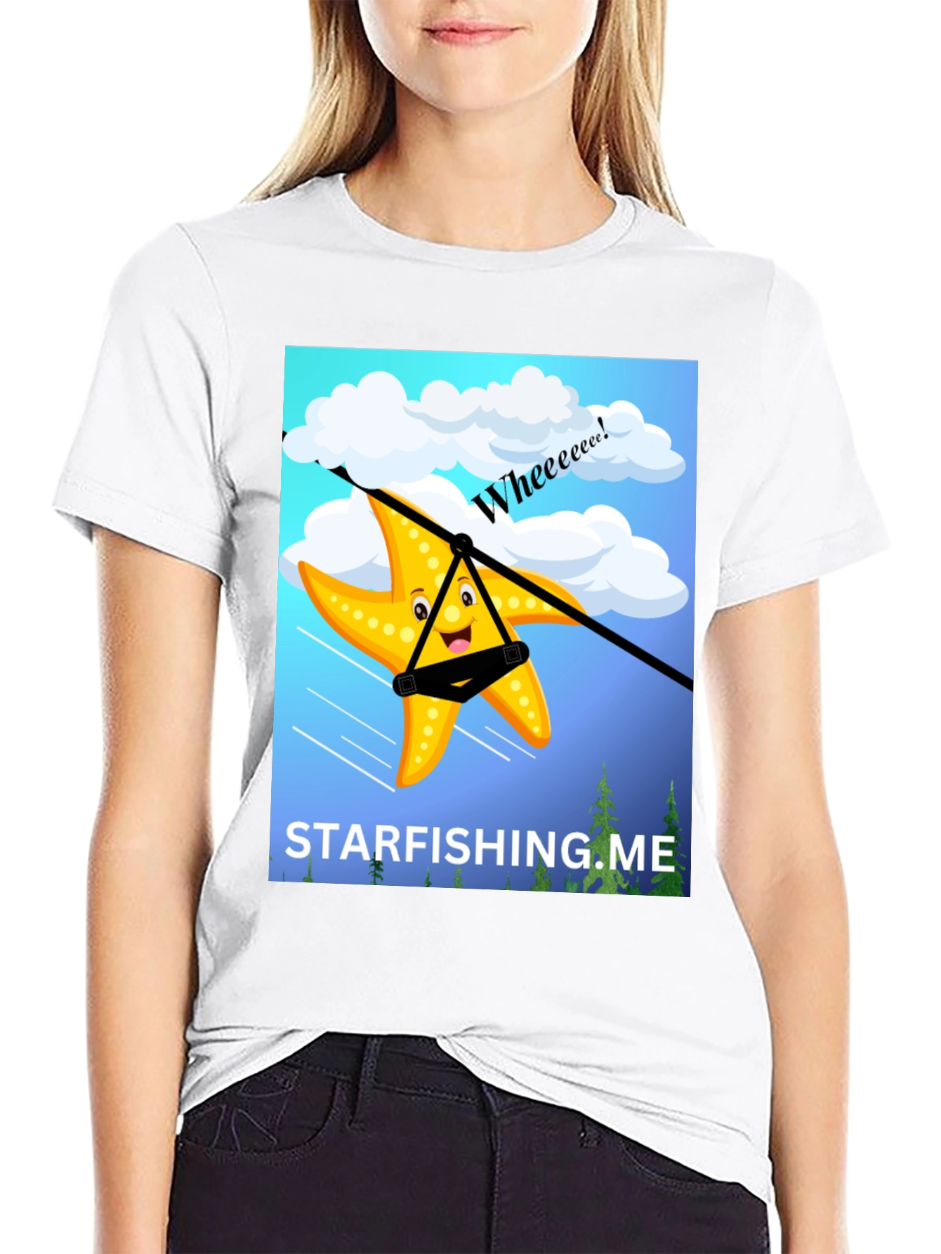 Black Starfishing.me Ziplining Starfish Graphic Tee view 9