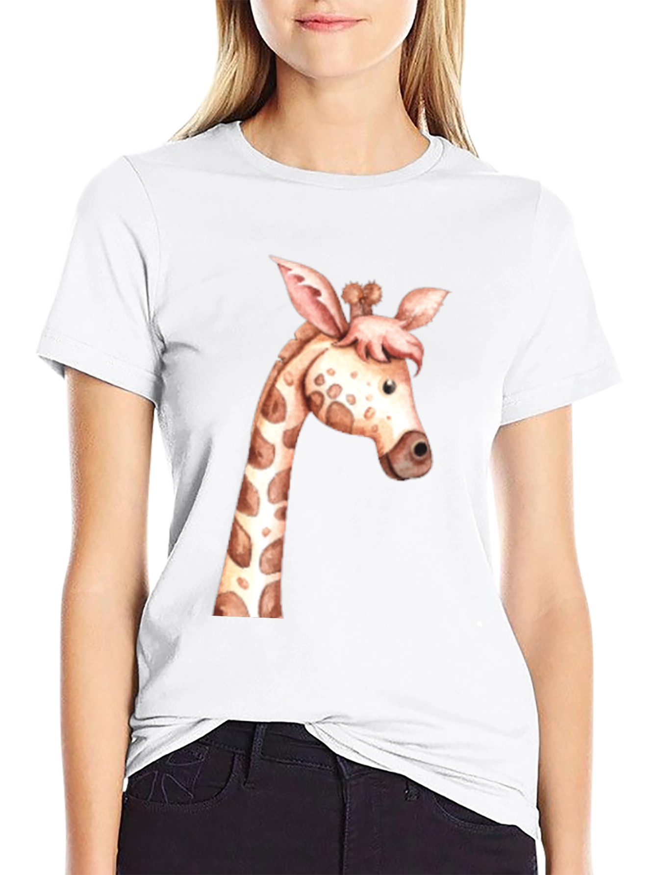 Black Giraffe Graphic Tee - Unisex Black T-Shirt view 9