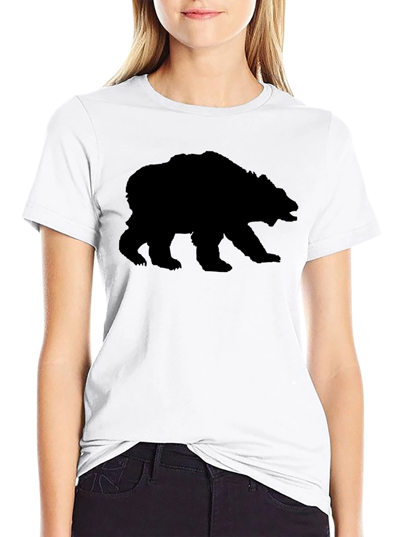 Black Bear Silhouette Graphic Print T-Shirt view 9