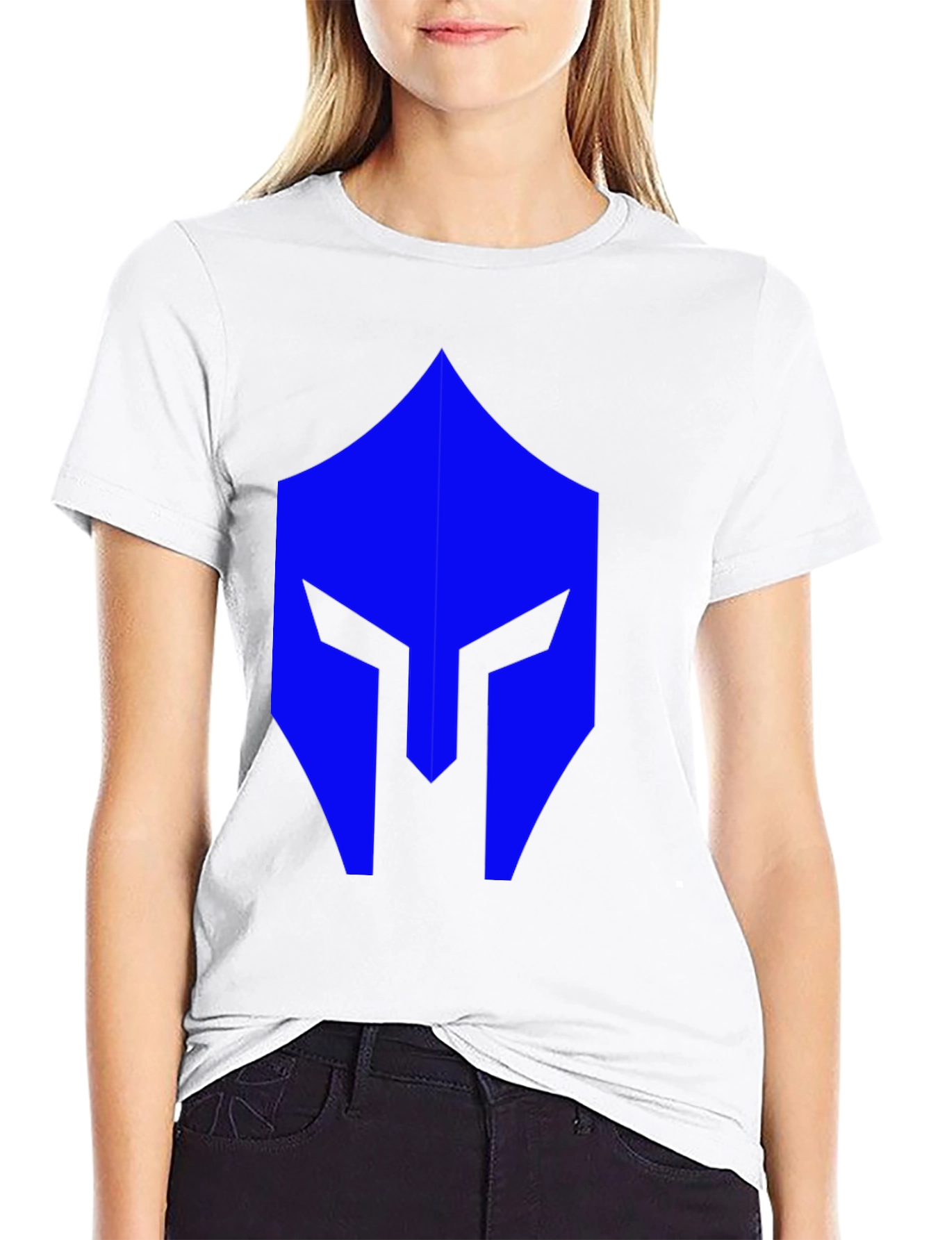 Black Blue Spartan Helmet Graphic Black T-Shirt view 9