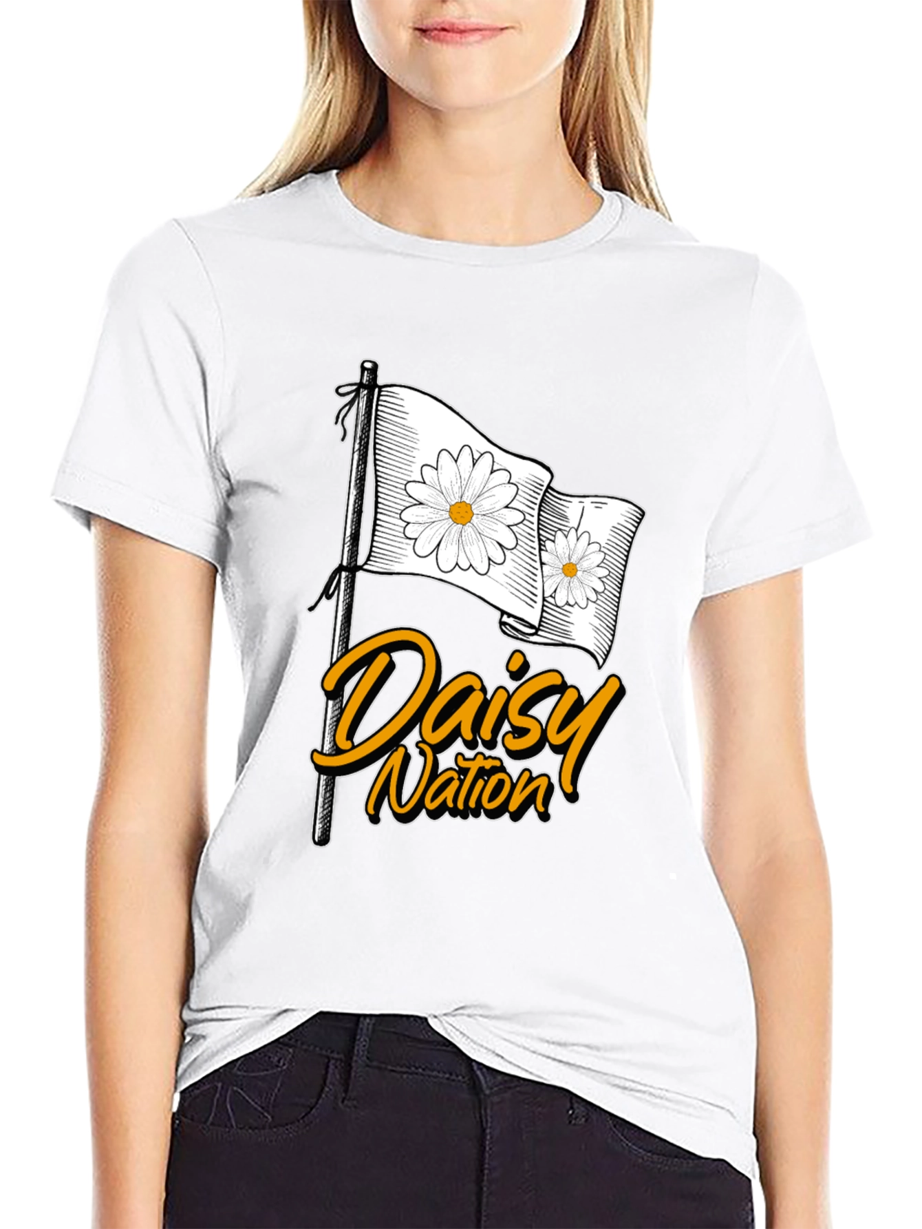 Black Daisy Nation Graphic T-Shirt - Black Cotton Tee view 9