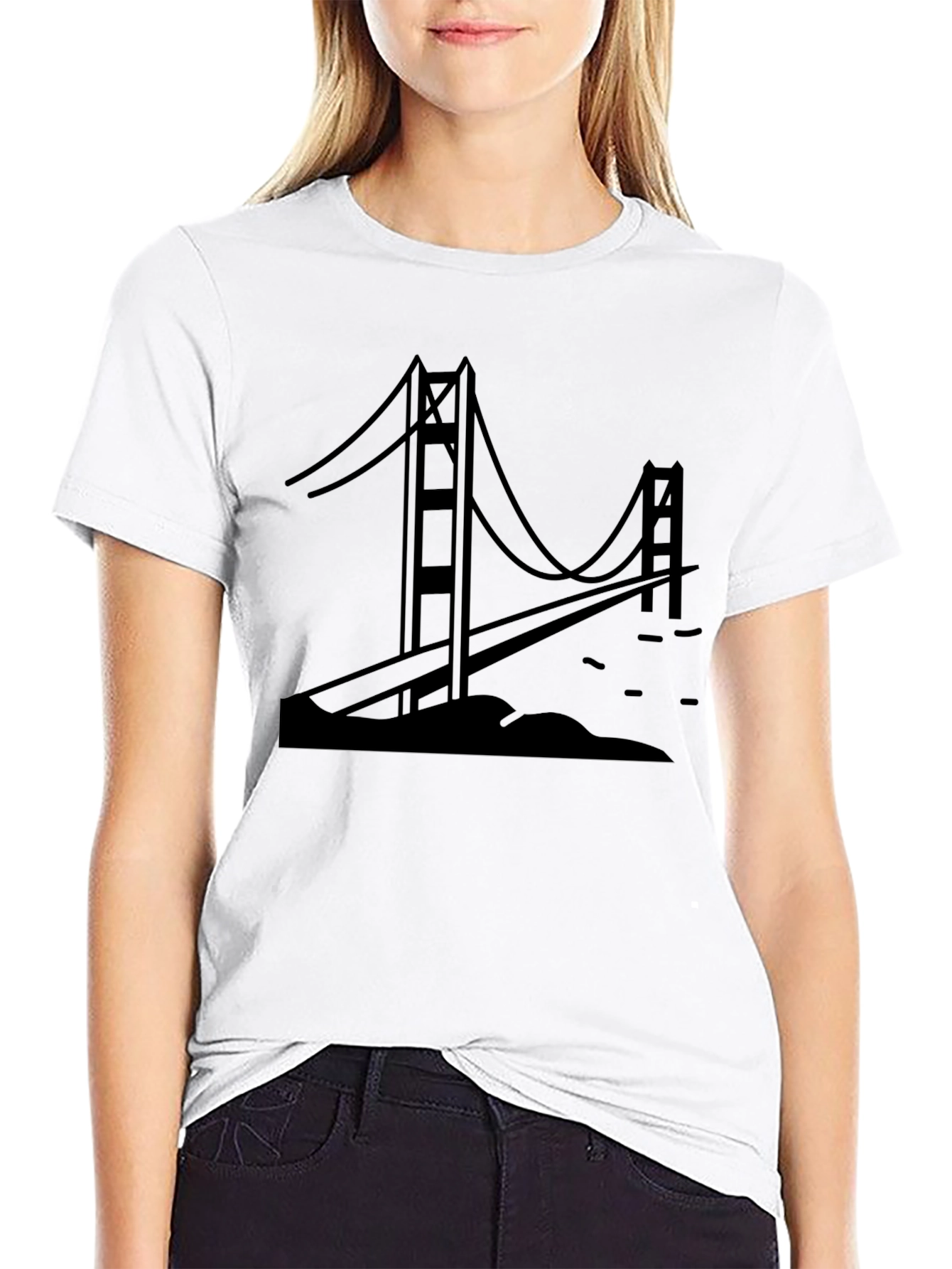 Black Golden Gate Bridge Graphic Tee view 9
