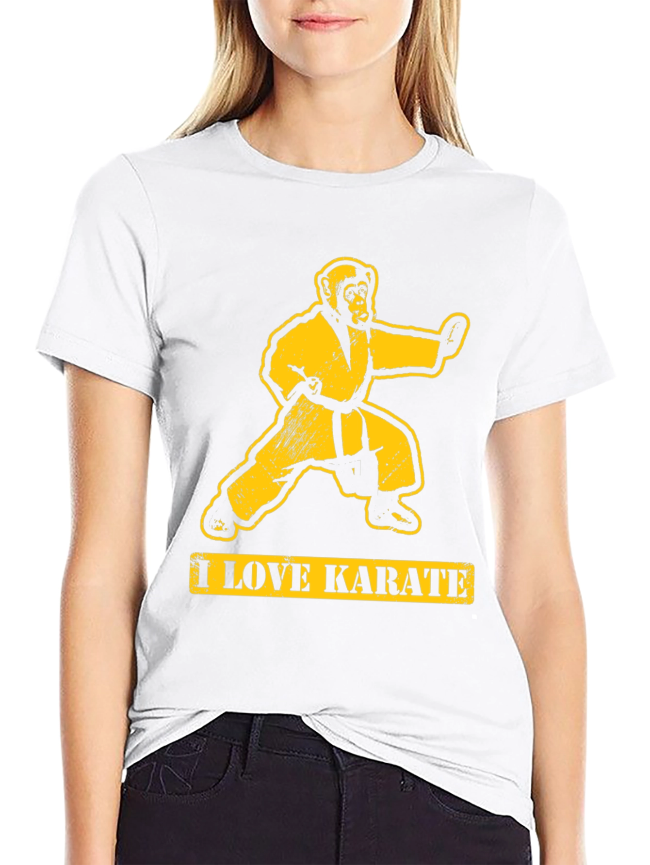 Black I Love Karate Monkey Graphic T-Shirt view 9
