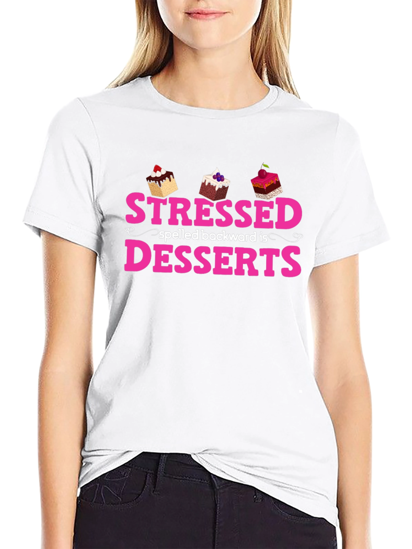 Black Stressed Spelled Backwards Is Desserts T-Shirt view 9
