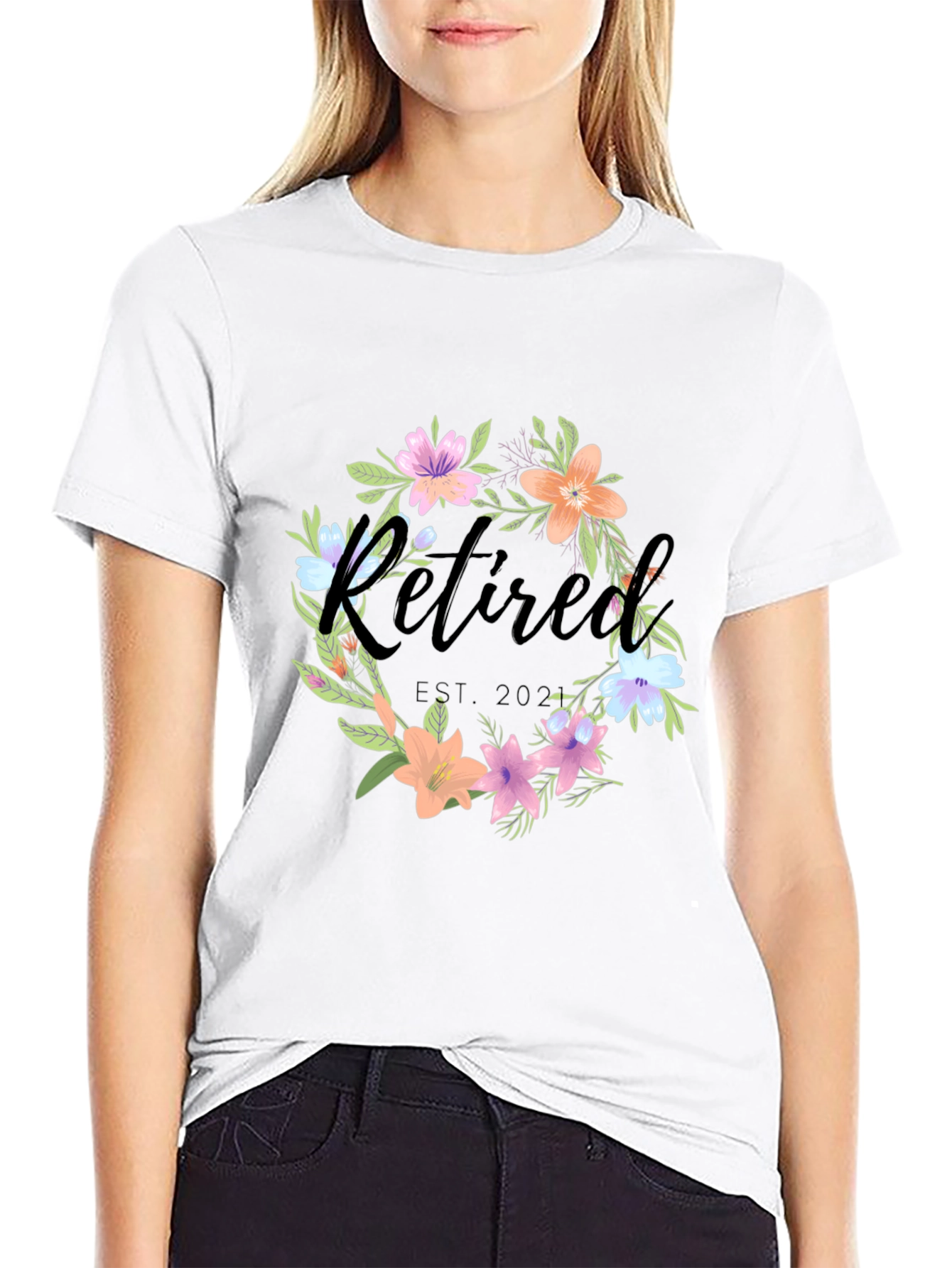 Black Retired Floral Wreath T-Shirt view 9