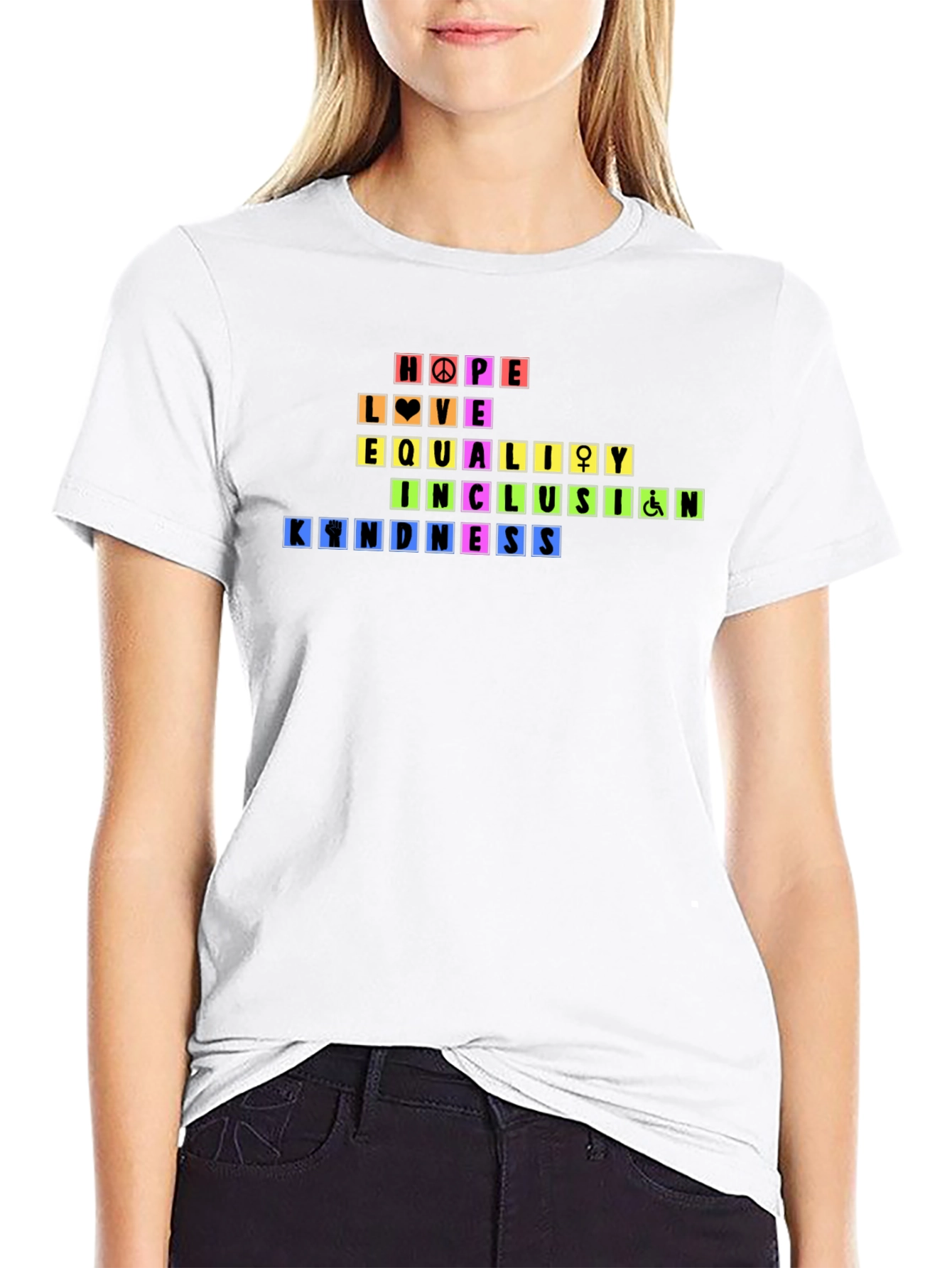 Black Rainbow Pride Hope Love Equality Kindness T-Shirt view 9