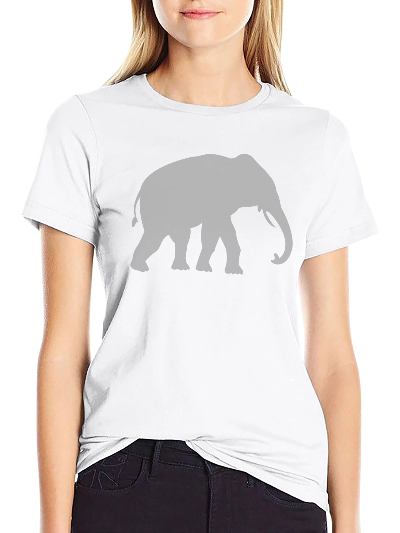 Black Elephant Silhouette Graphic T-Shirt - Black view 9