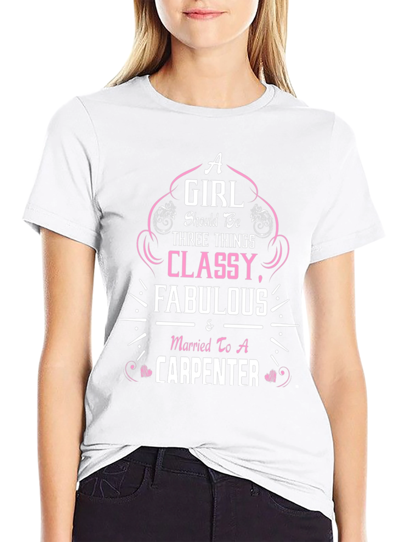 Black Classy Carpenter Wife T-Shirt - Black Cotton Tee view 9