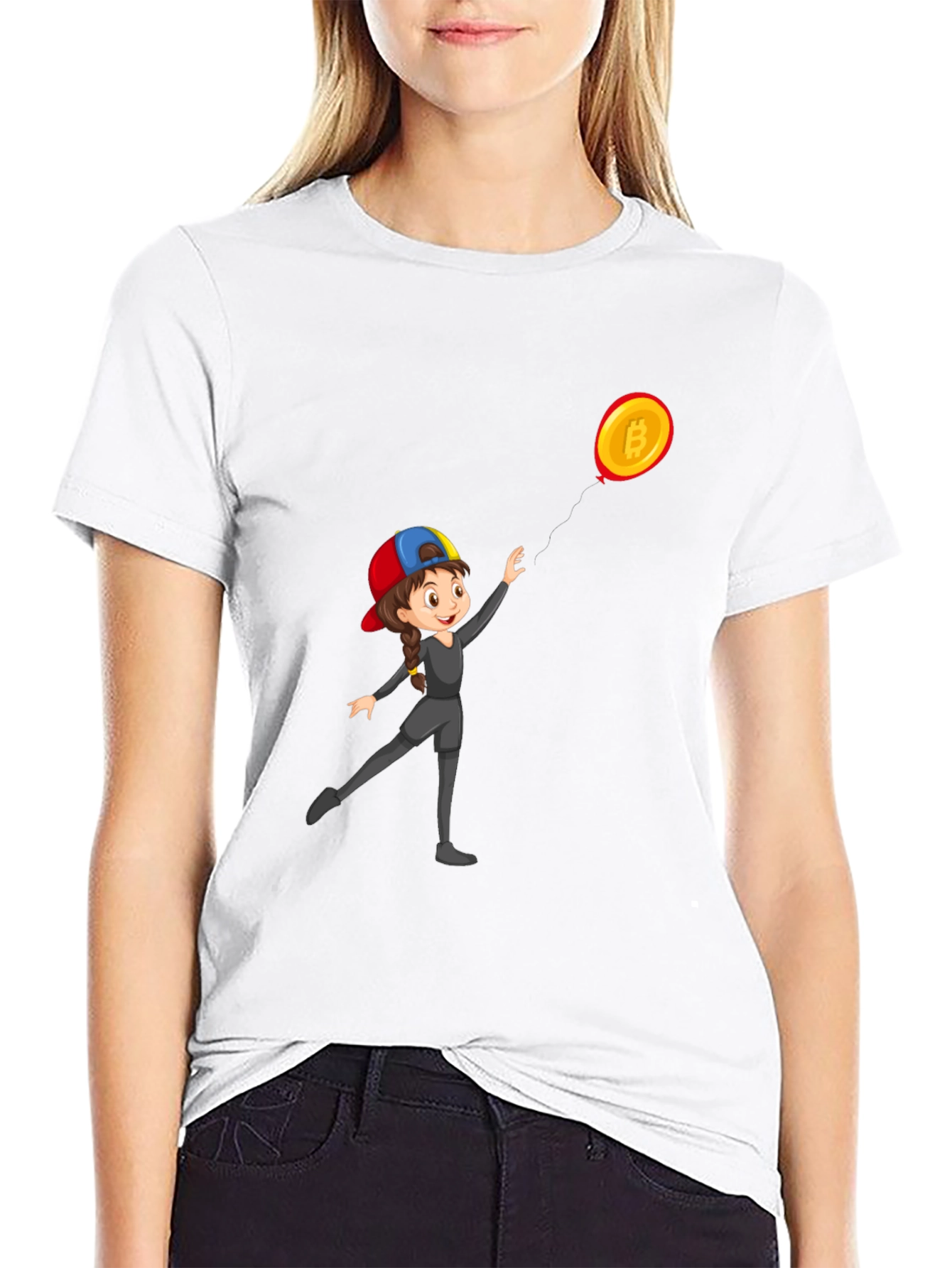Black Bitcoin Girl Black T-Shirt: Crypto Fashion view 9