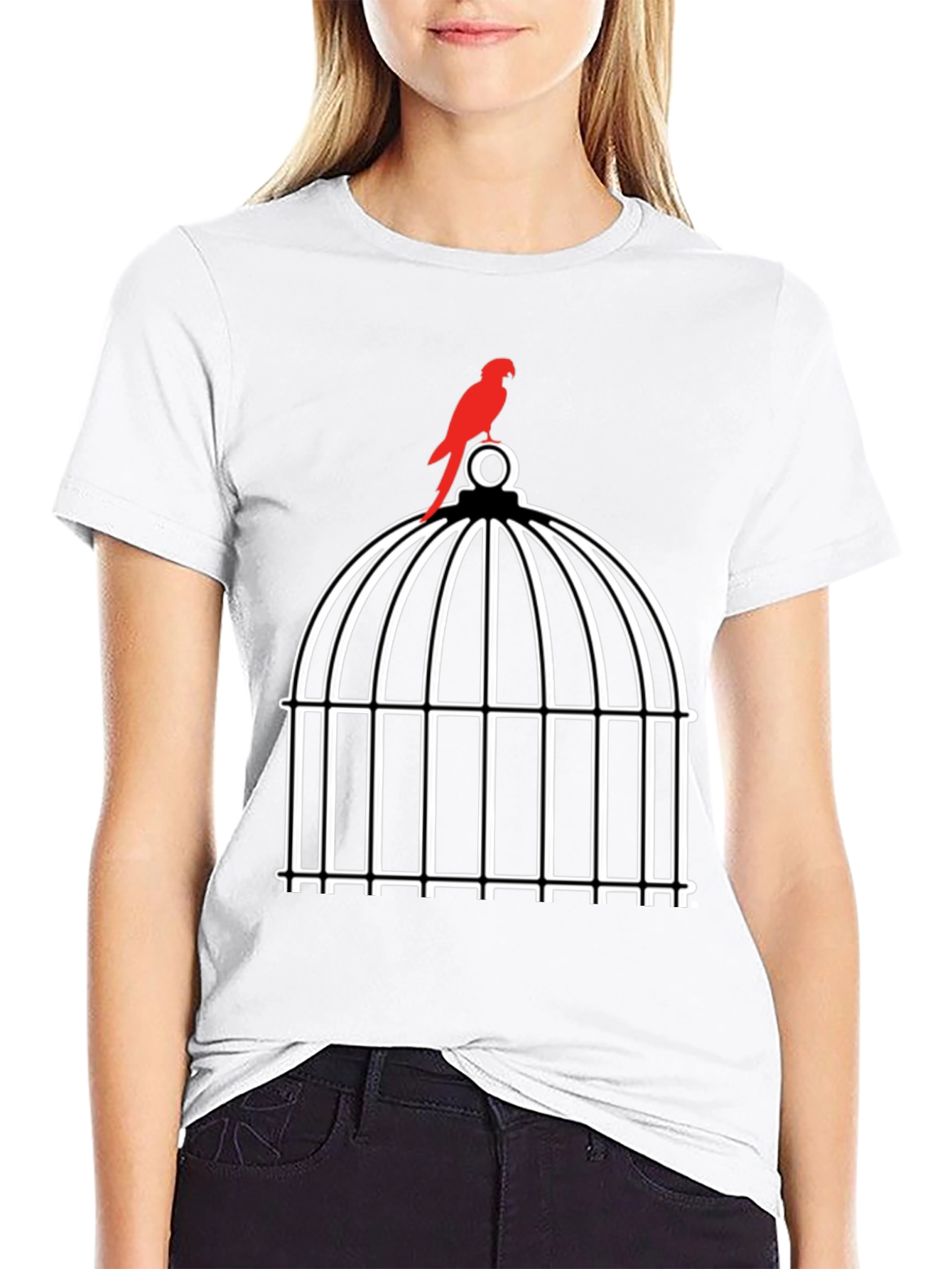 Black Birdcage Graphic Tee - Unique Design view 9
