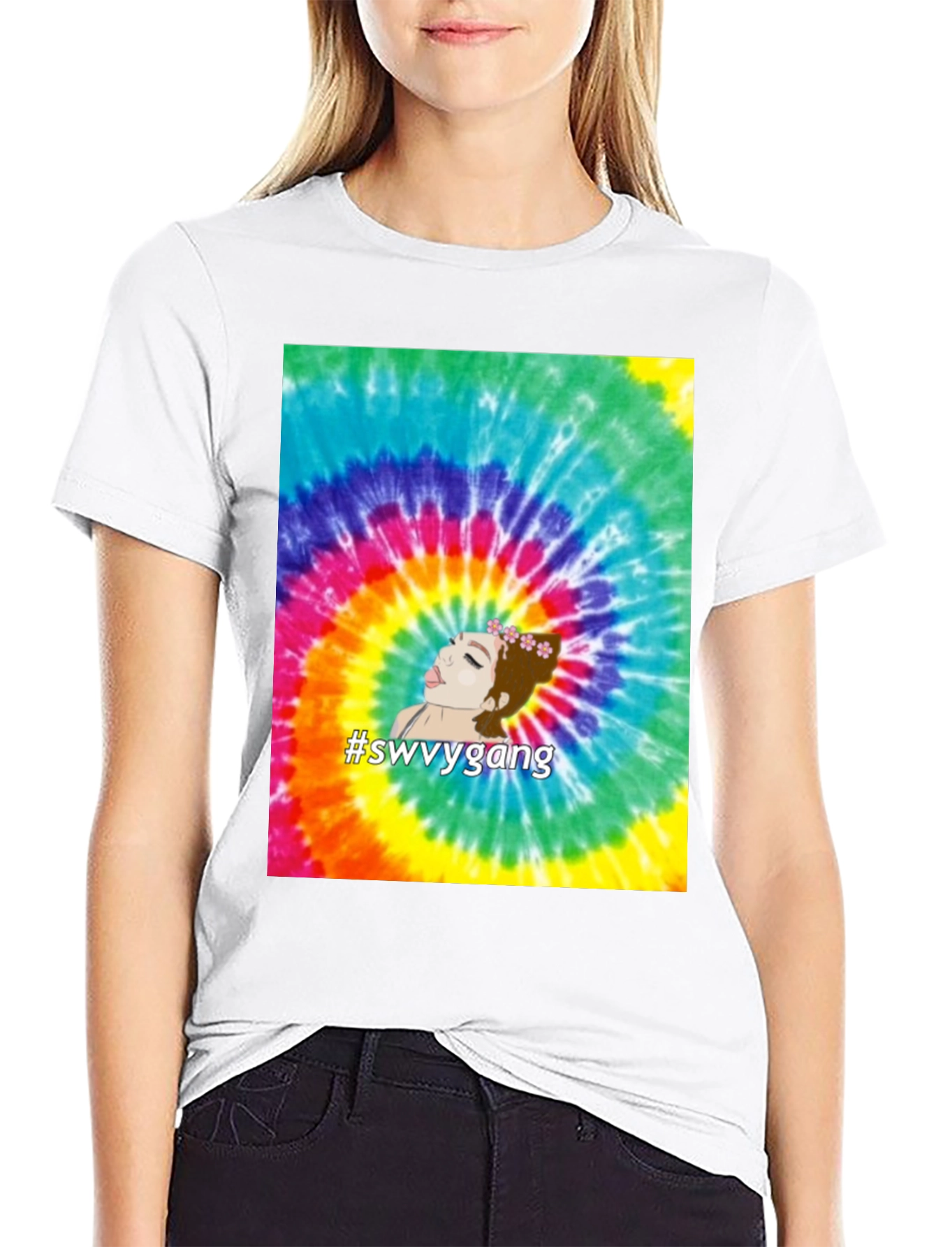 Black Tie-Dye Swvygang Graphic Tee - Casual Comfort view 9