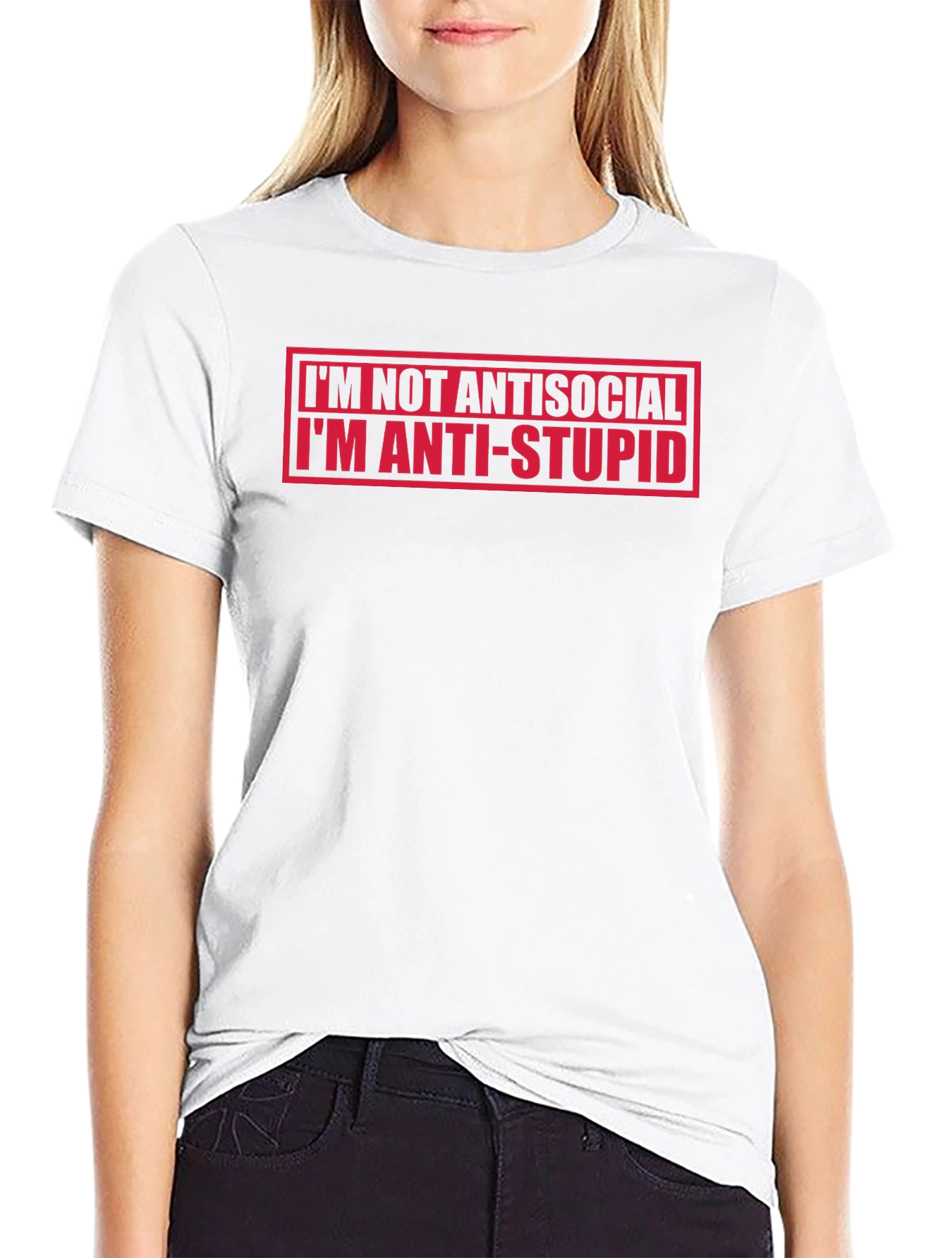 Black Anti-Stupid Statement Black T-Shirt view 9