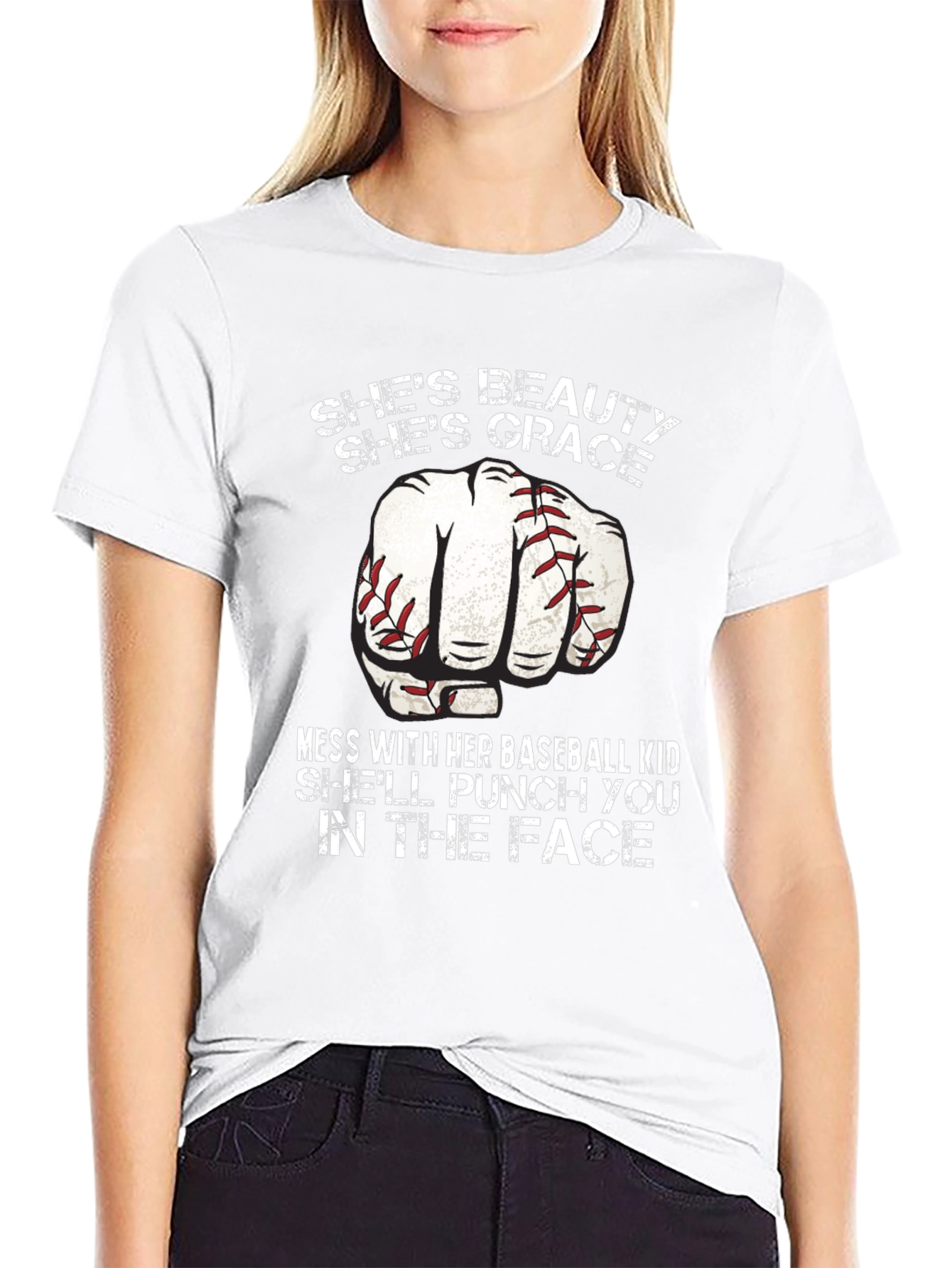 Black Baseball Mom Punch T-Shirt - Beauty and Grace view 9