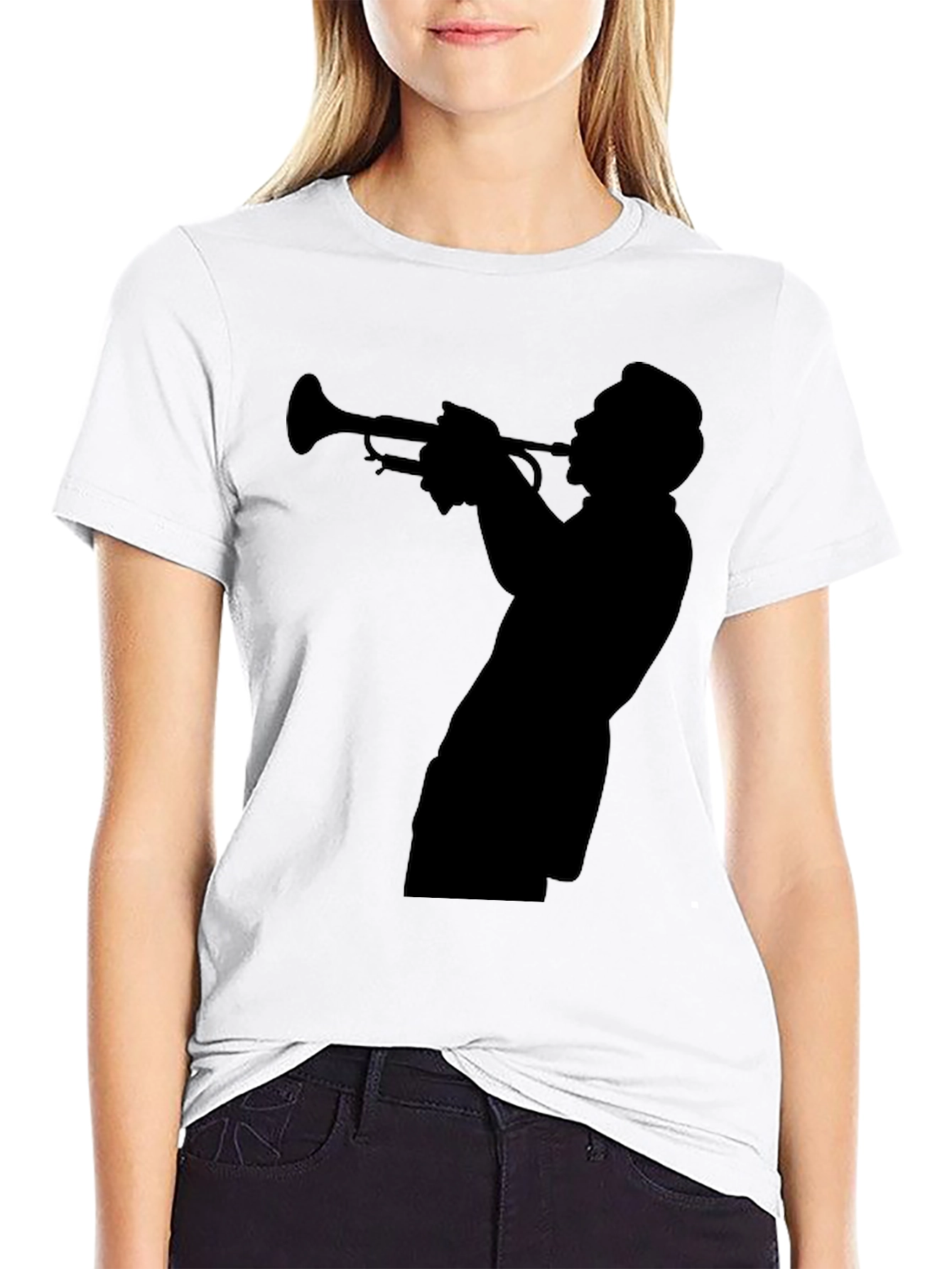 Black Jazz Trumpet Silhouette T-Shirt view 9