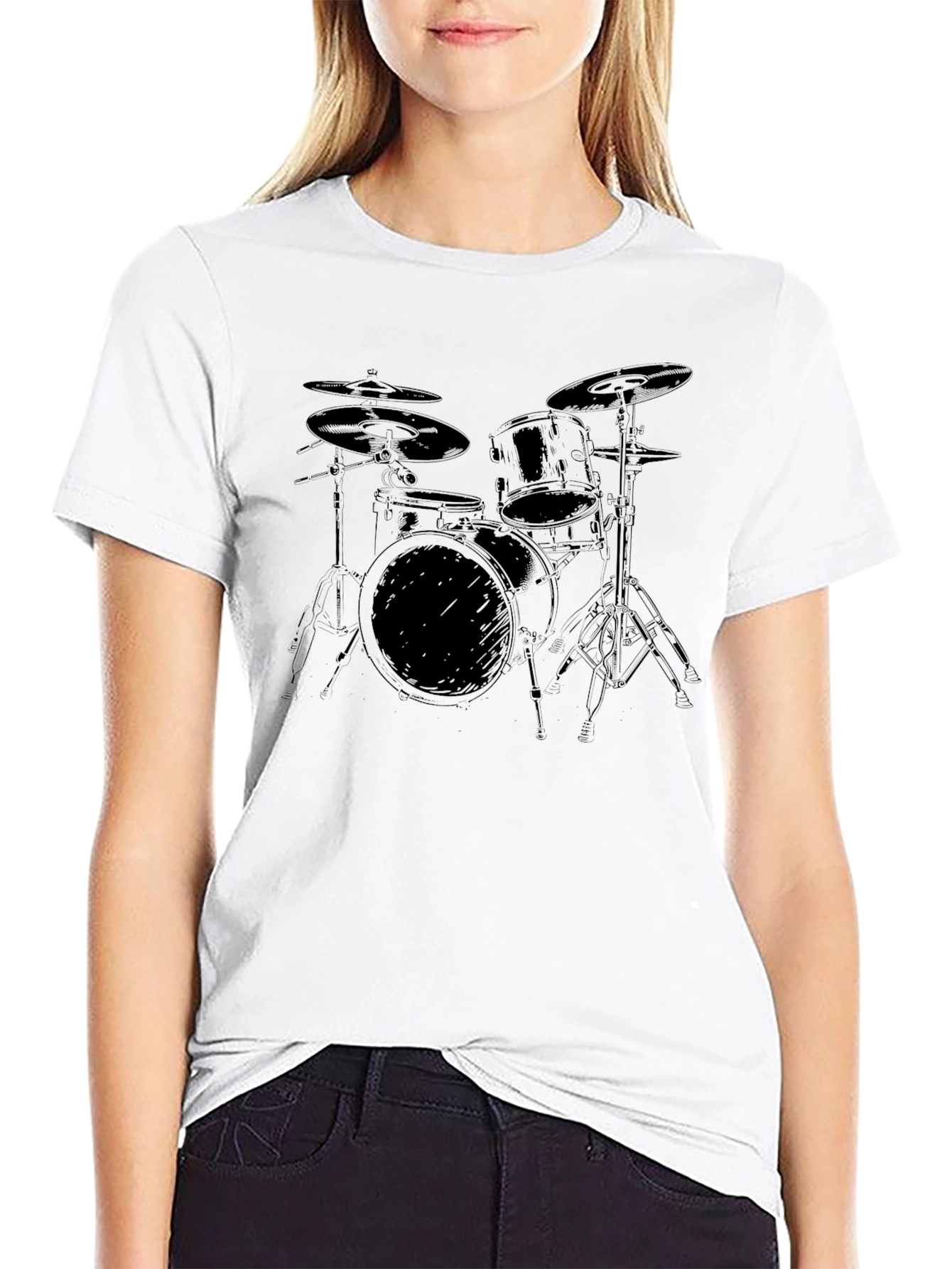 Black Drum Kit Graphic T-Shirt - Musician Tee view 9