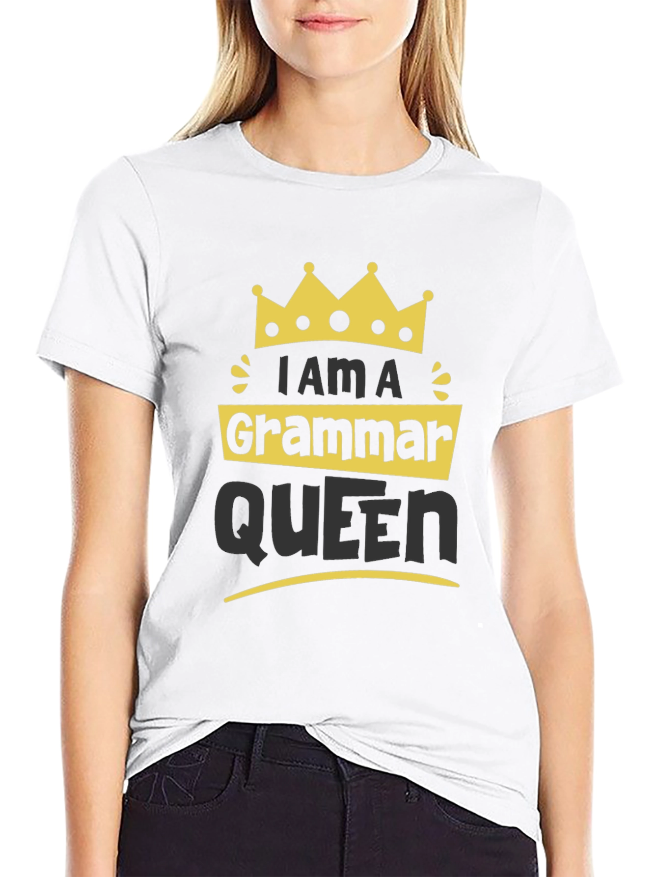 Black Grammar Queen T-Shirt - Funny Novelty Tee view 9