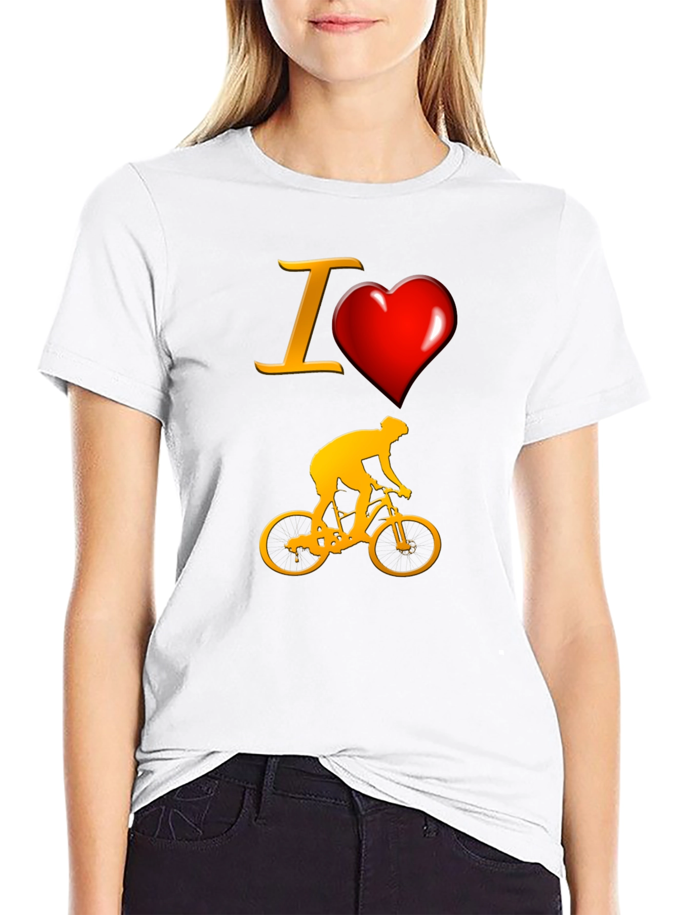 Black I Love Biking T-Shirt - Sporty Cyclist Tee view 9