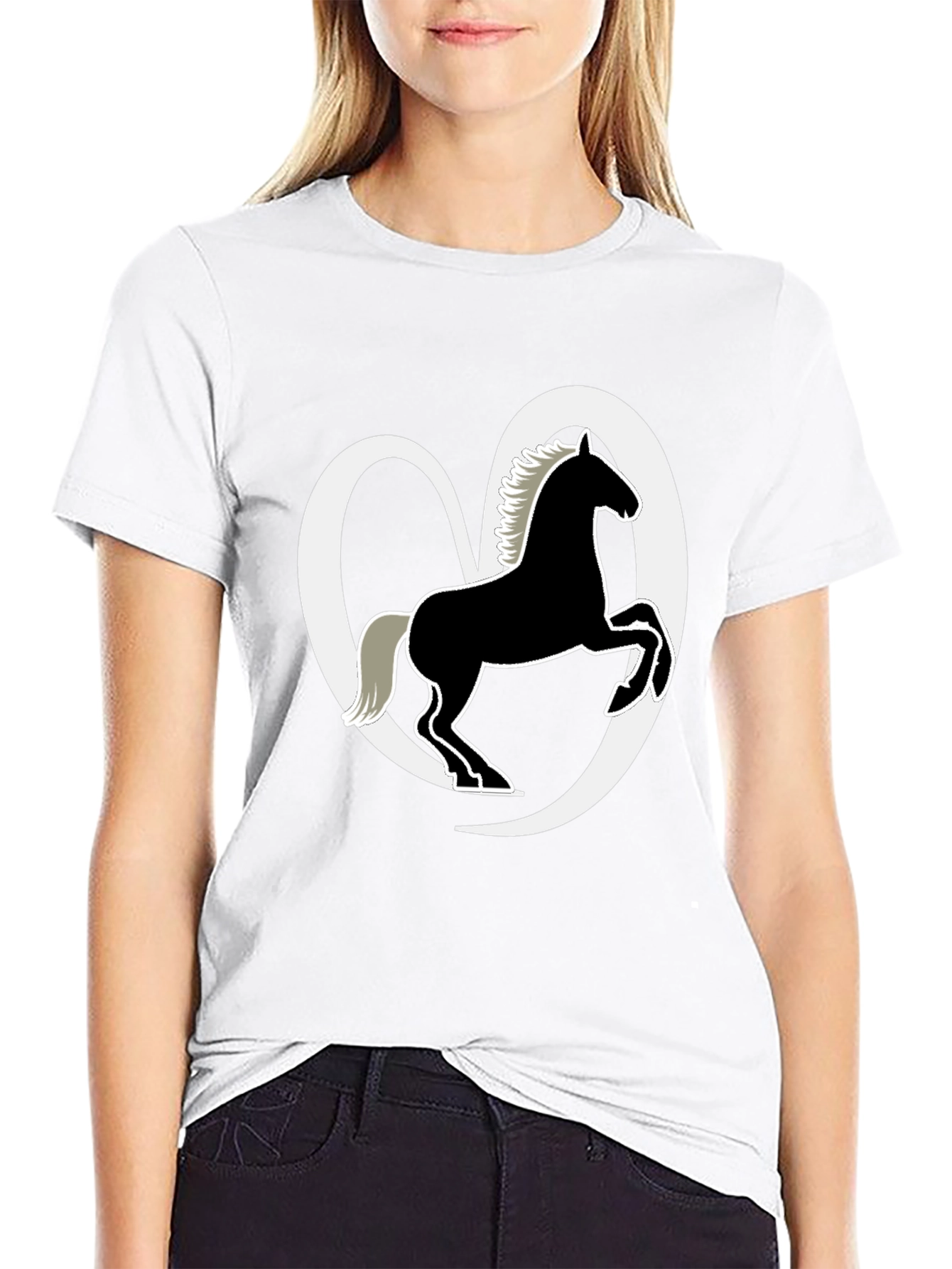Black Horse Lover's Tee - Black Cotton Blend Shirt view 9