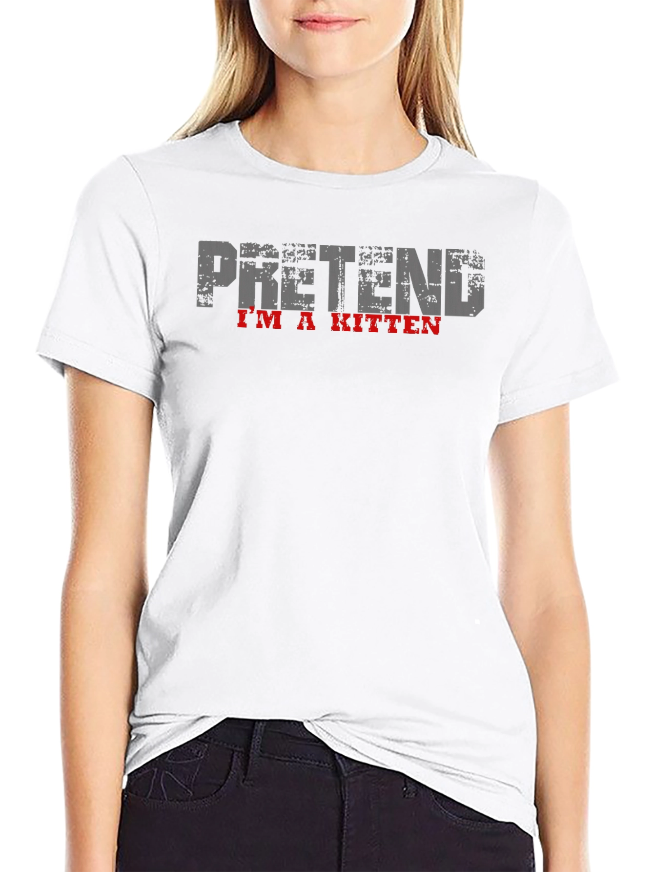 Black Pretend I'm a Kitten Black T-Shirt view 9