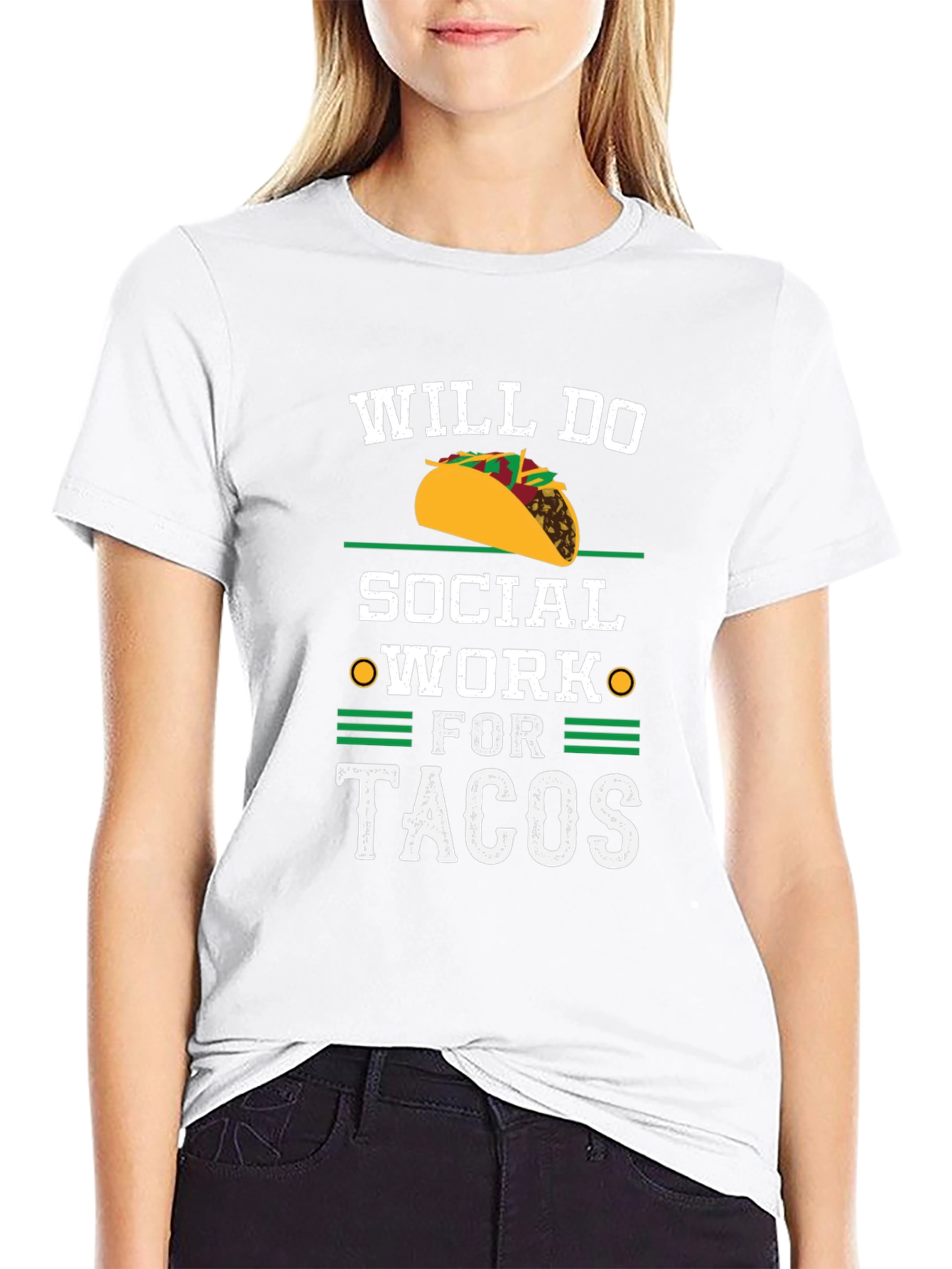 Black Will Do Social Work For Tacos Black T-Shirt view 9