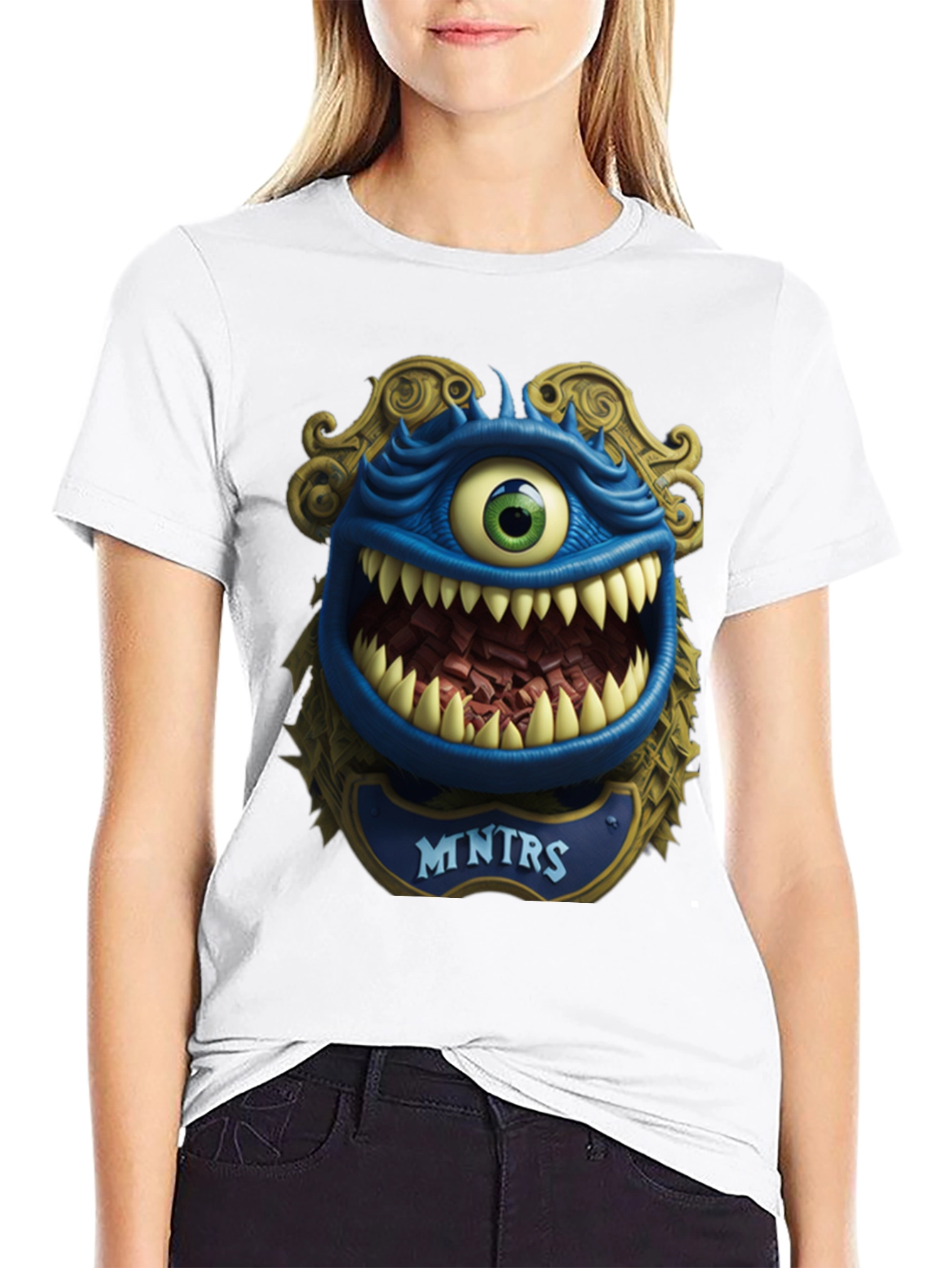 Black Monster Graphic T-Shirt: Mntrs Design view 9