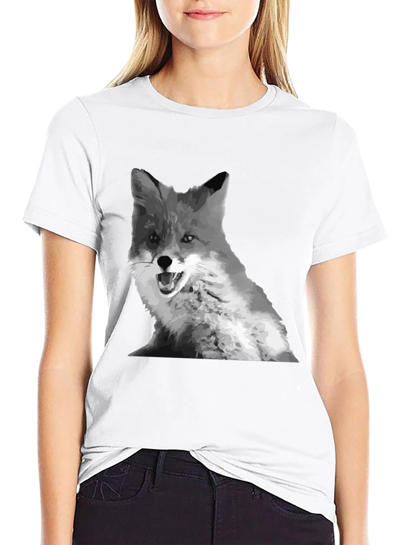 Black Fox Graphic Print Crew Neck T-Shirt view 9
