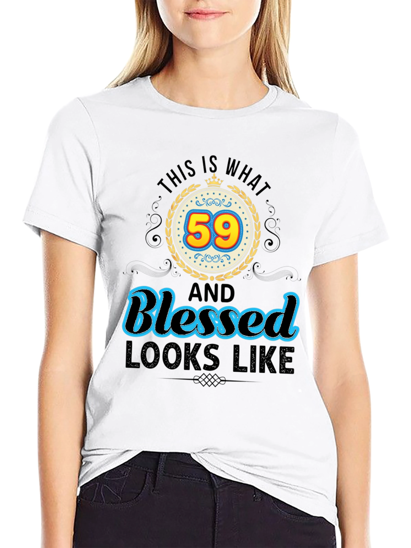 Black Blessed 59th Birthday Graphic T-Shirt view 9