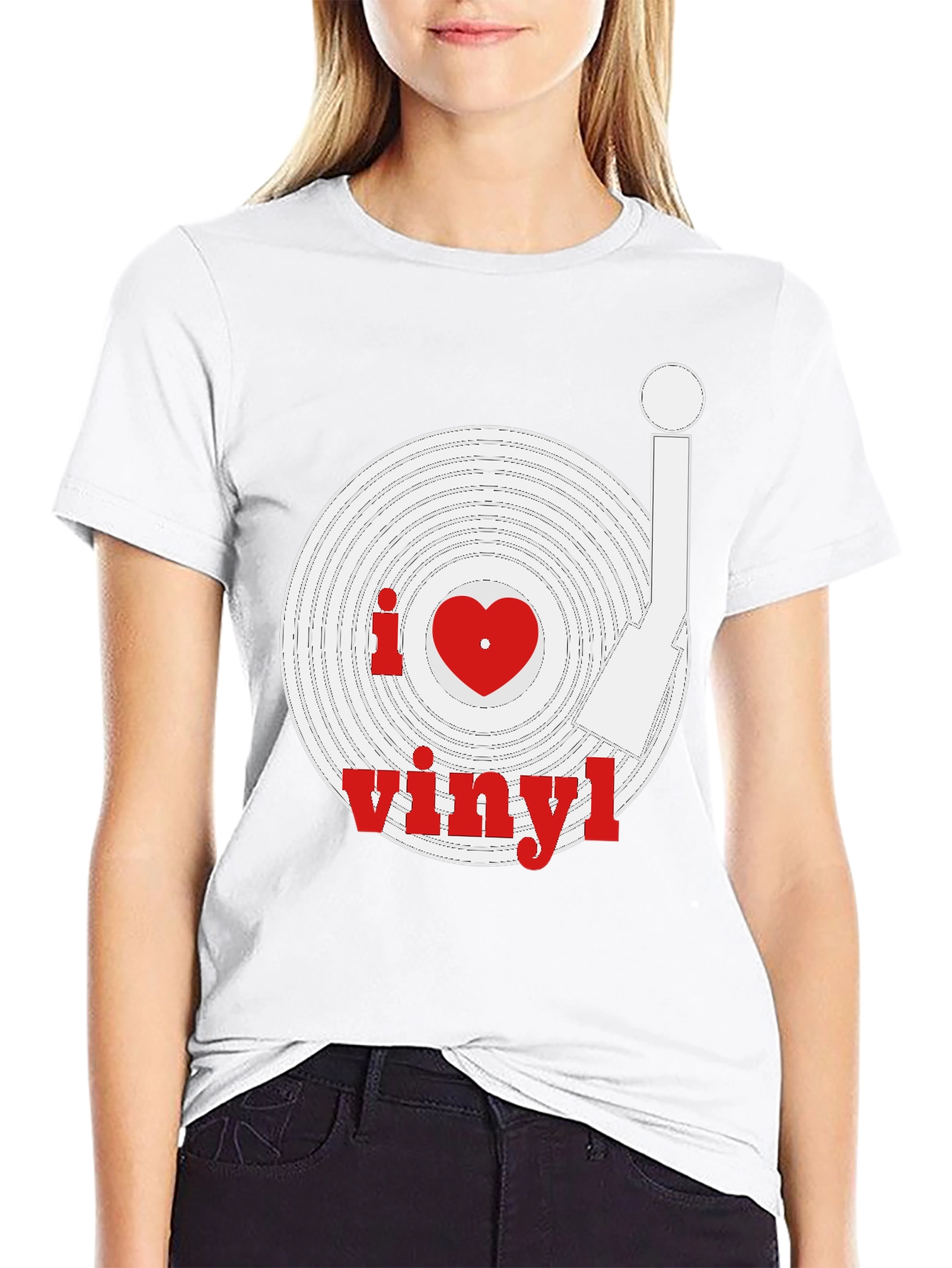 Black I Heart Vinyl Record Black T-Shirt view 9