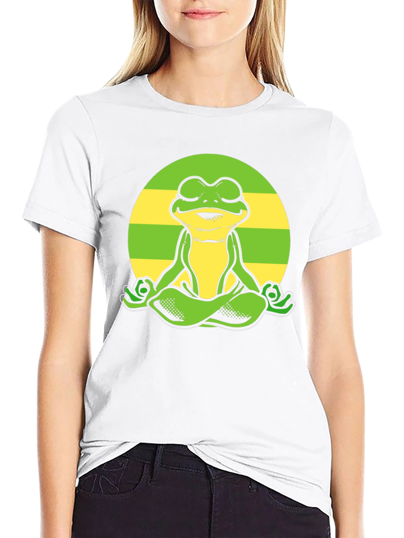 Black Zen Frog Graphic Tee - Meditating Amphibian T-Shirt view 9