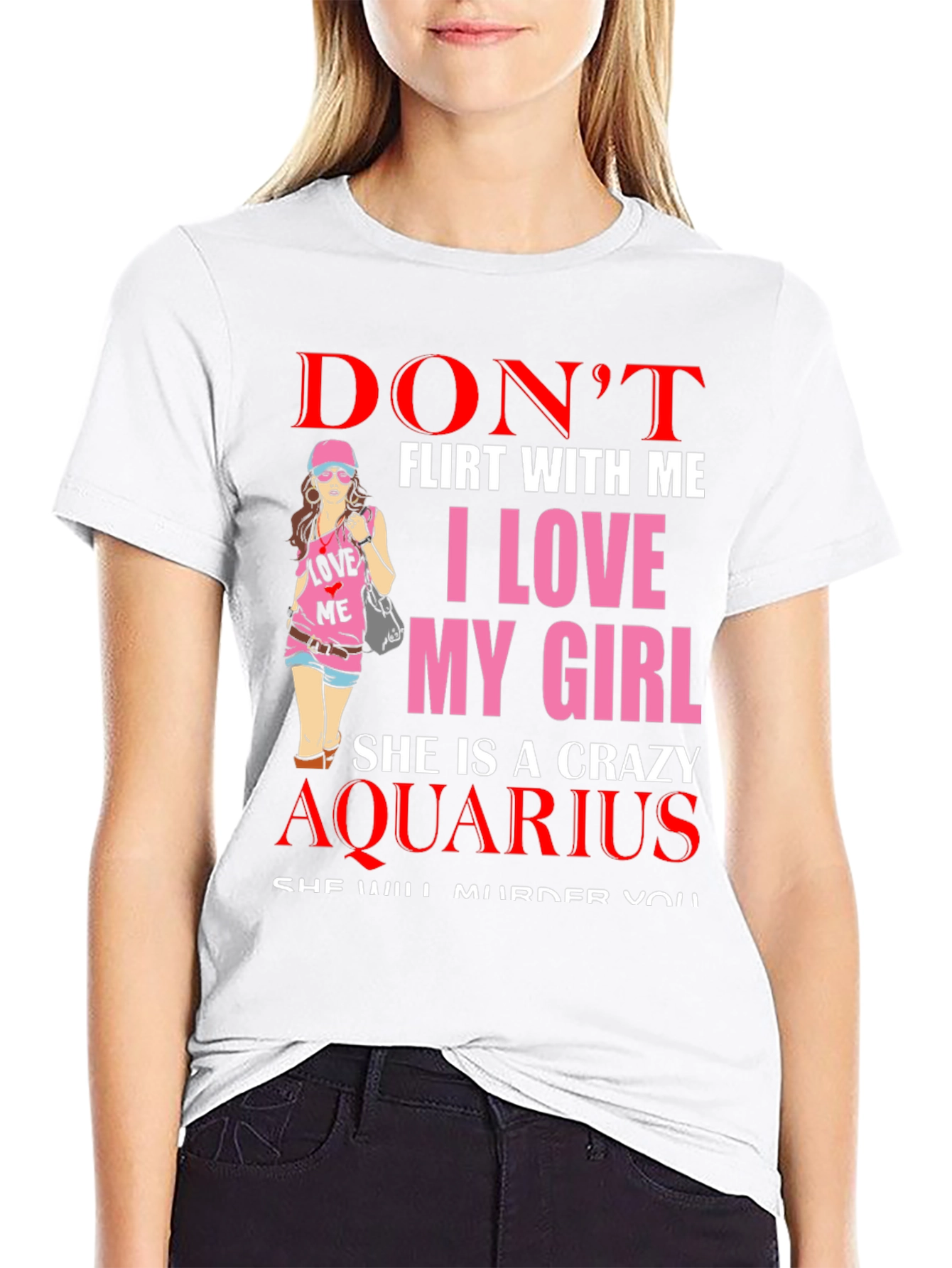 Black Don't Flirt With Me I Love My Girl Aquarius T-Shirt view 9