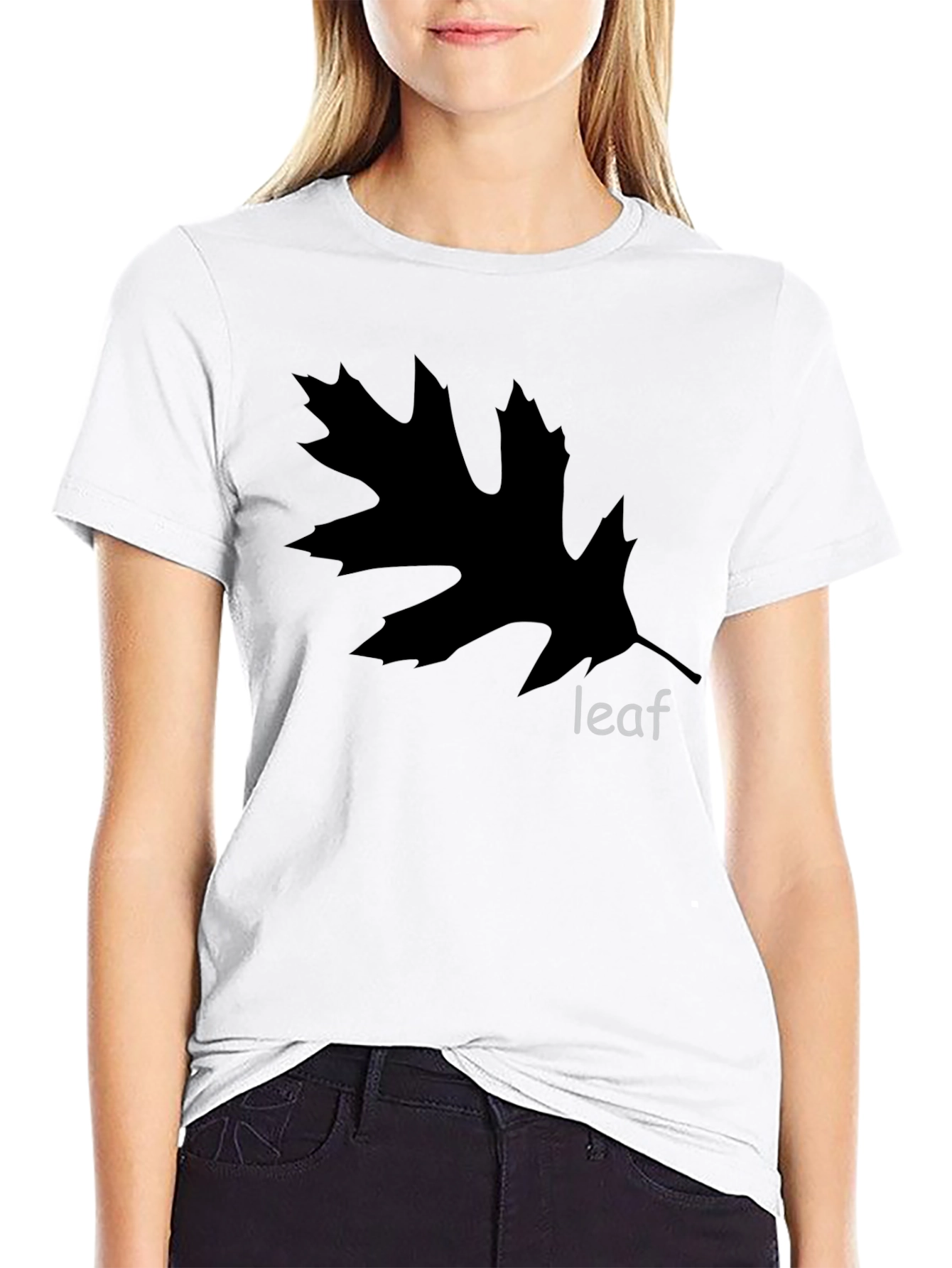 Black Leaf Graphic Black Tee - Nature Inspired Casual Wear view 9