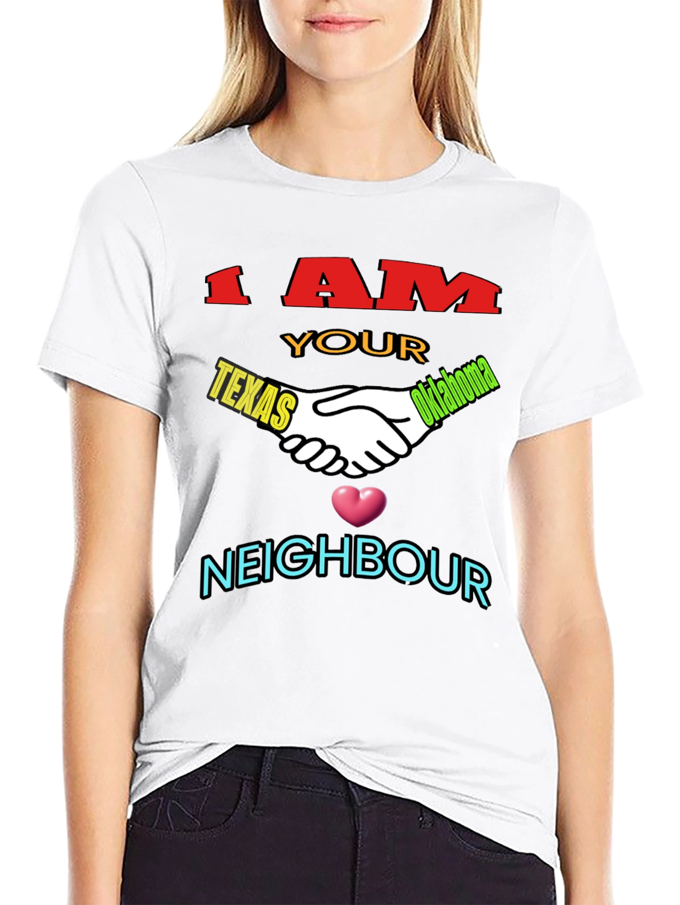 Black Texas Oklahoma Neighbour T-Shirt view 9