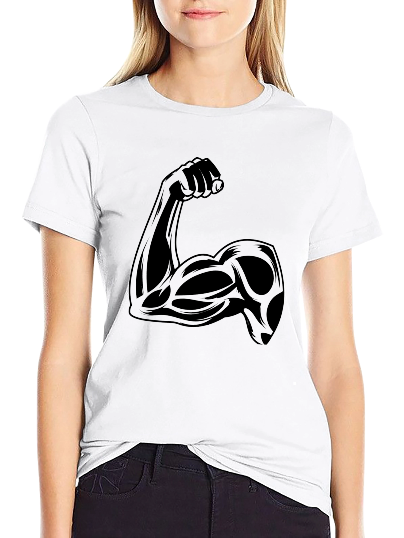 Black Muscle Arm Graphic Tee - Black view 9