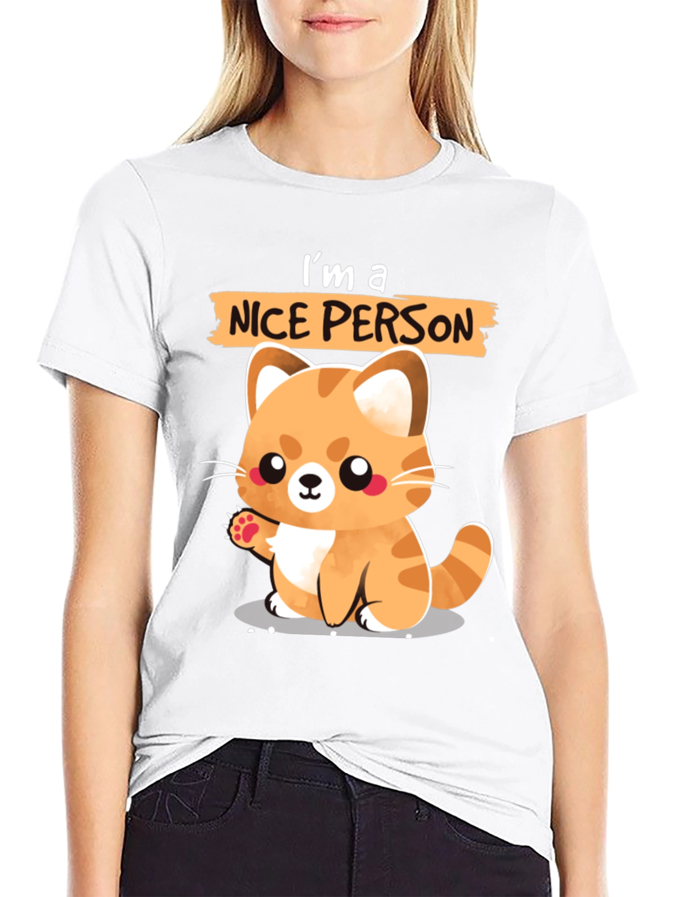 Black Cute Cat Lover T-Shirt - I'm a Nice Person view 9