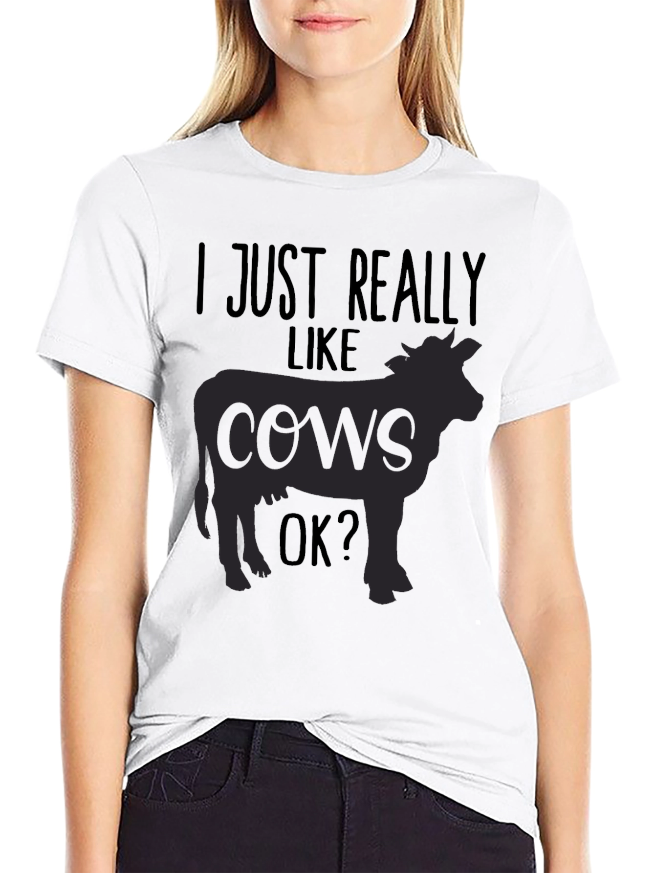 Black I Just Really Like Cows T-Shirt view 9