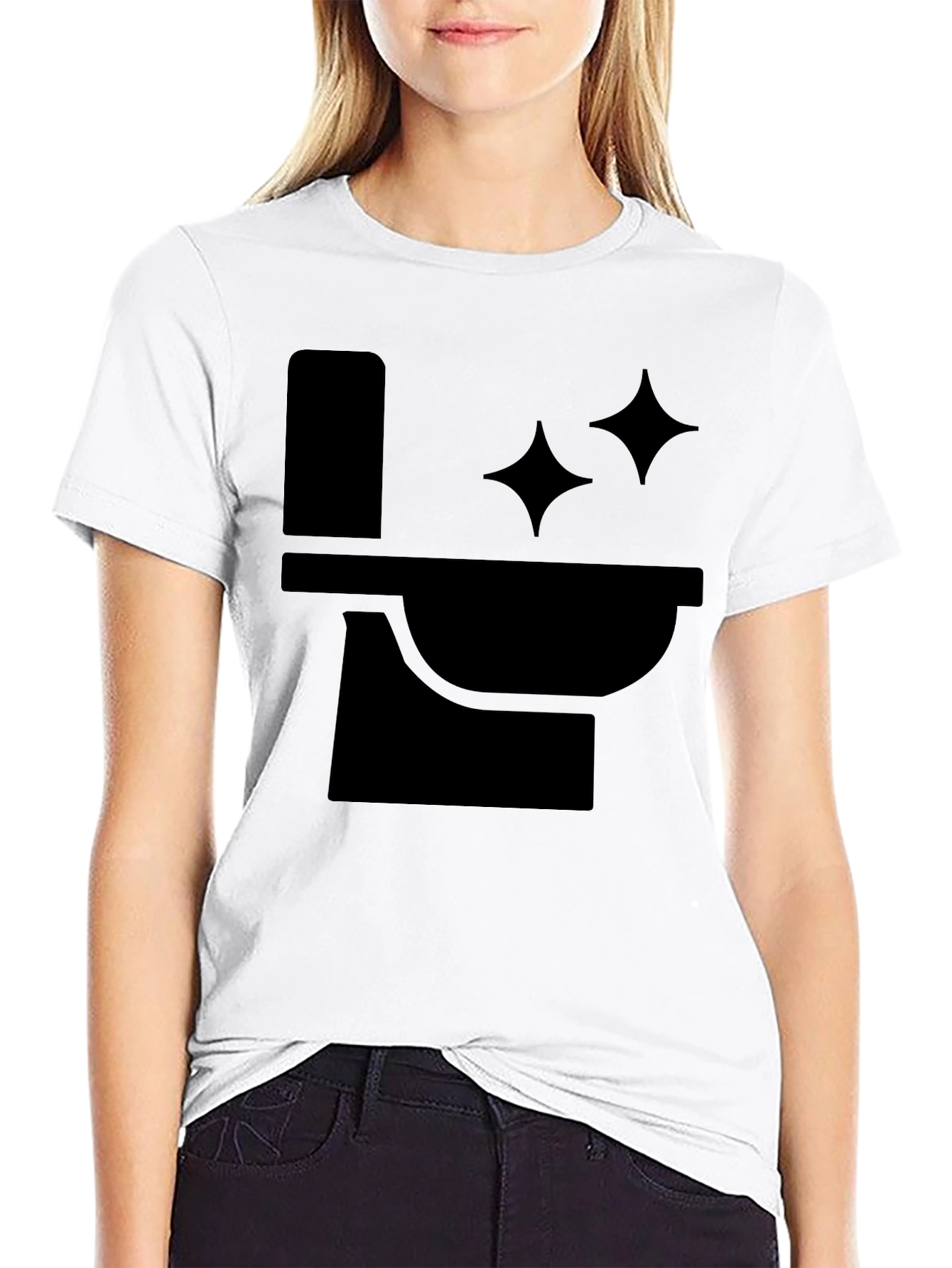 Black Funny Black T-Shirt with Clean Toilet Graphic view 9