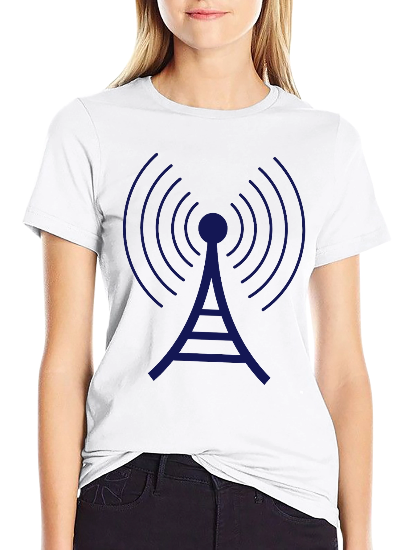 Black Radio Tower Graphic Tee - Classic Black T-Shirt view 9