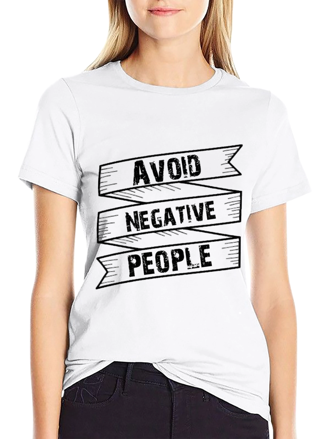 Black Avoid Negative People Graphic Tee view 9