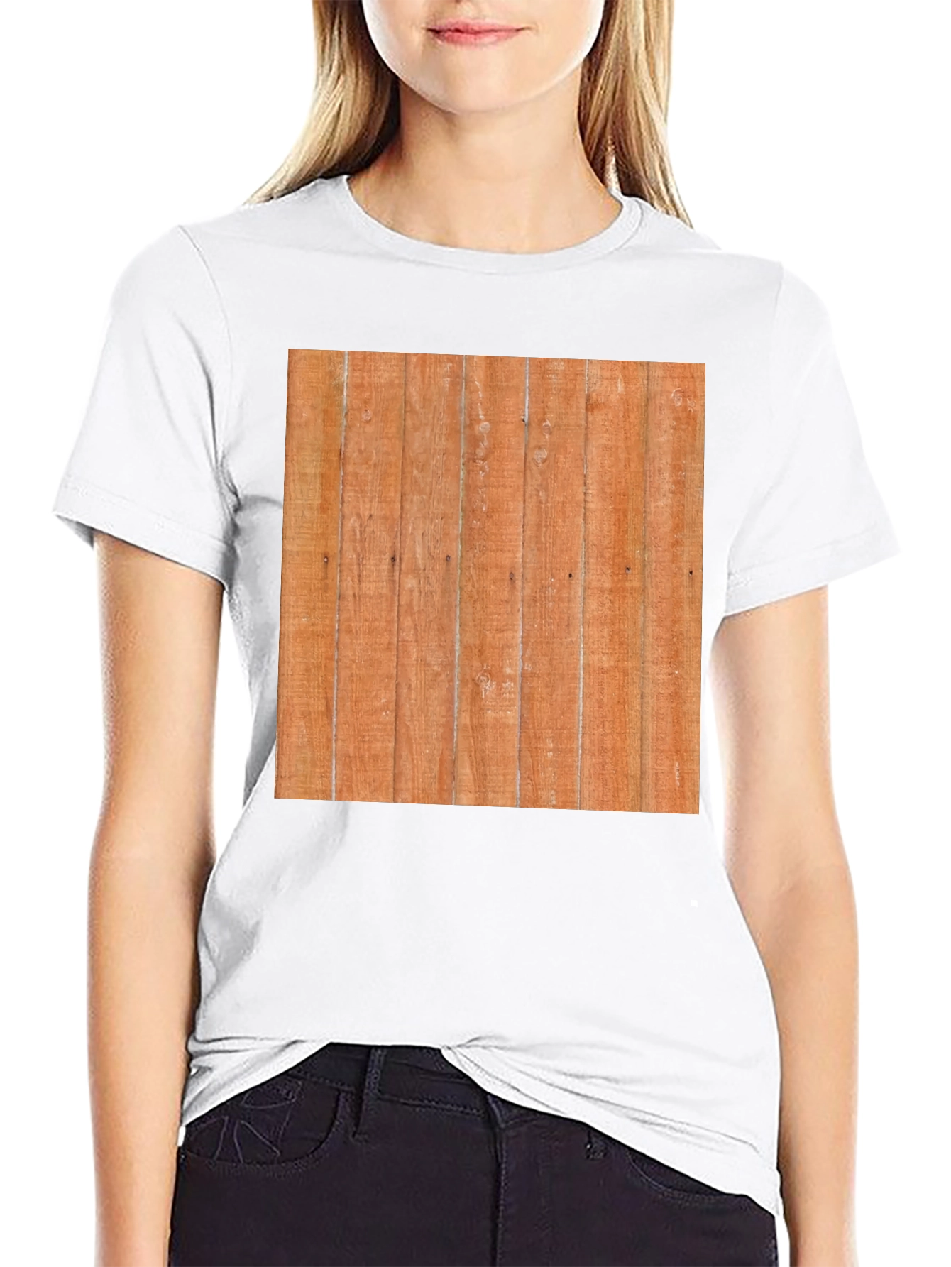 Black Wood Panel Graphic Tee - Unique Design, Black Shirt view 9
