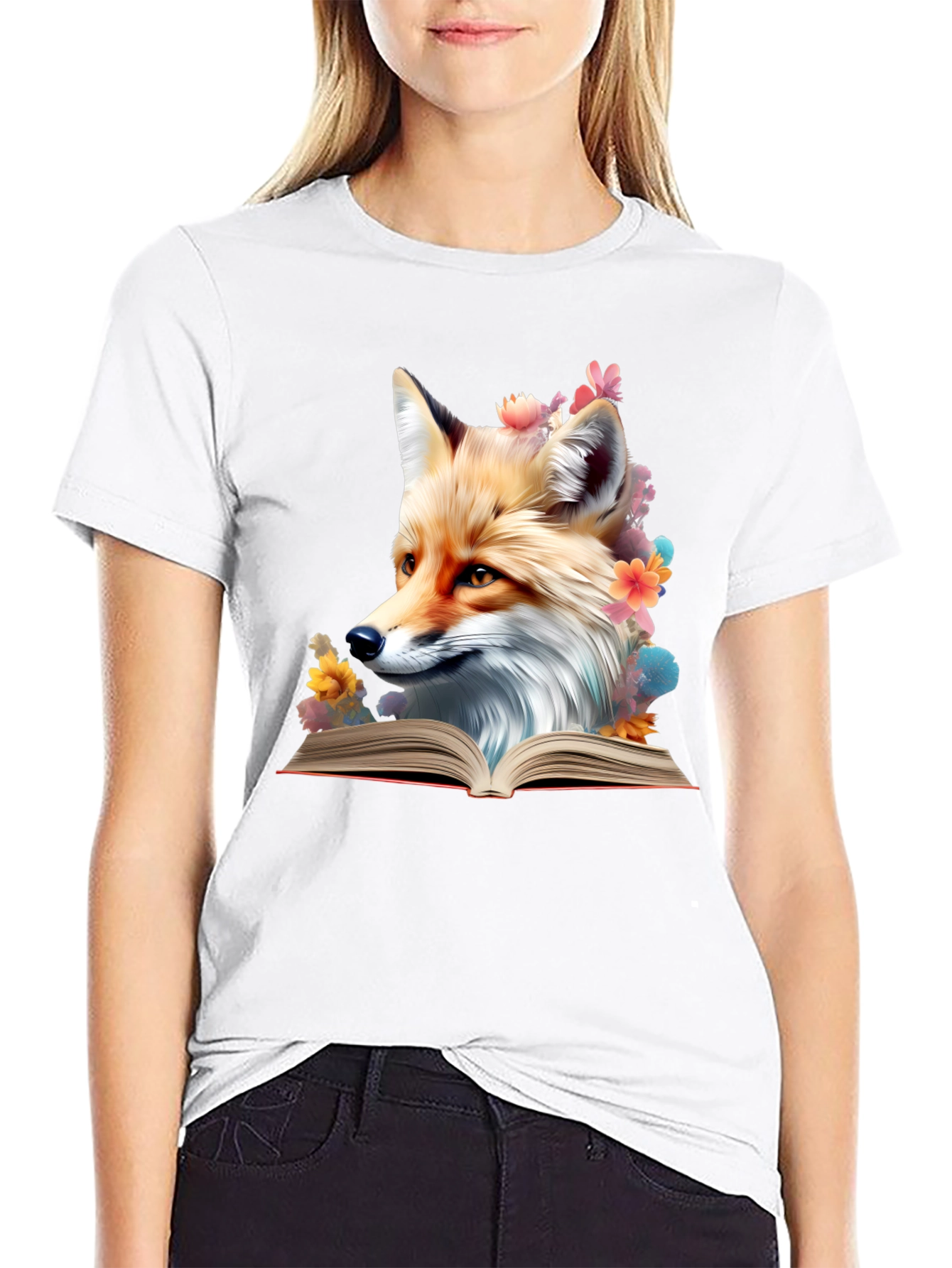 Black Fox Reading Book T-Shirt - Unique Animal Lover Tee view 9