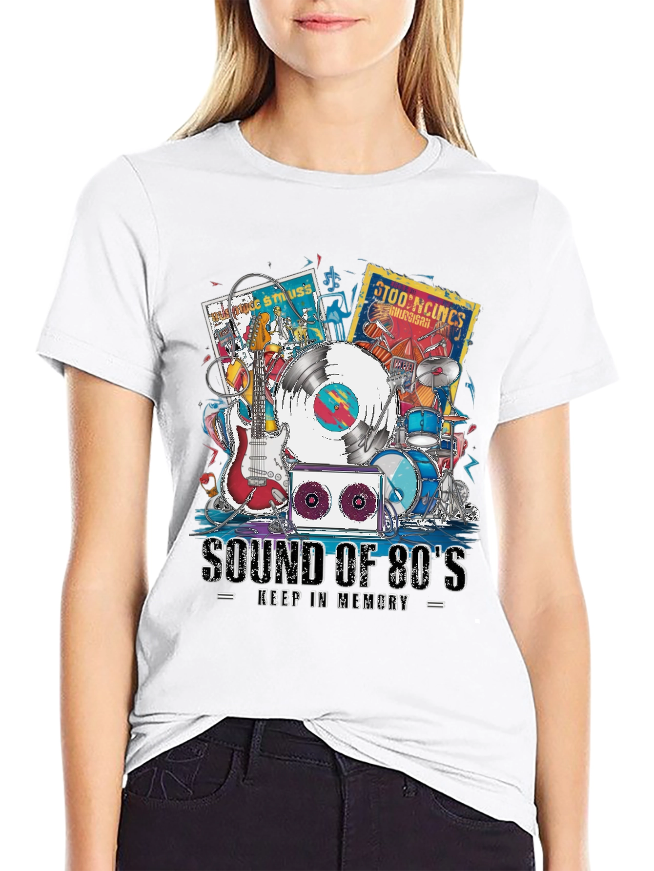 Black Sound of 80's Music T-Shirt view 9