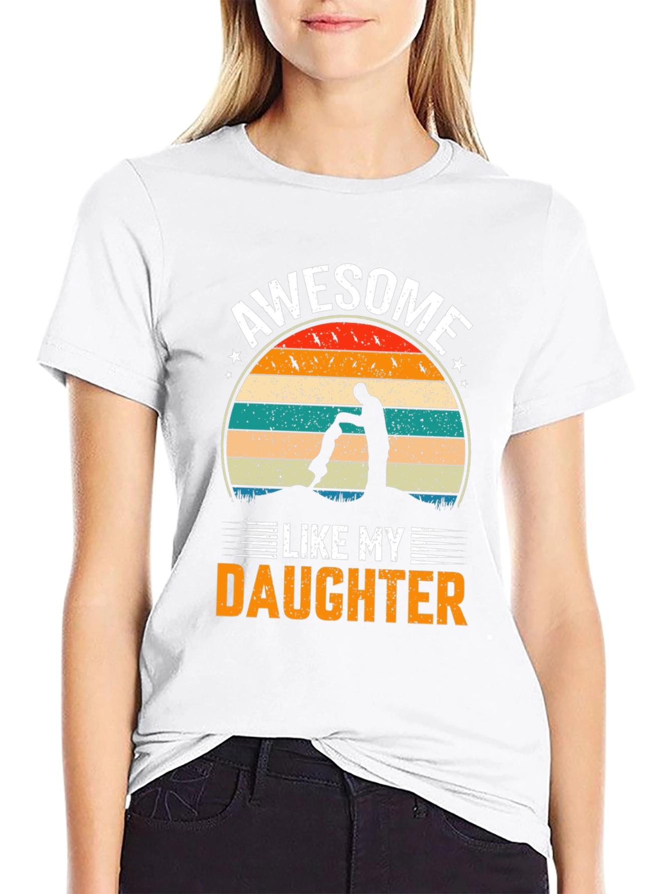 Black Awesome Like My Daughter Graphic T-Shirt view 9