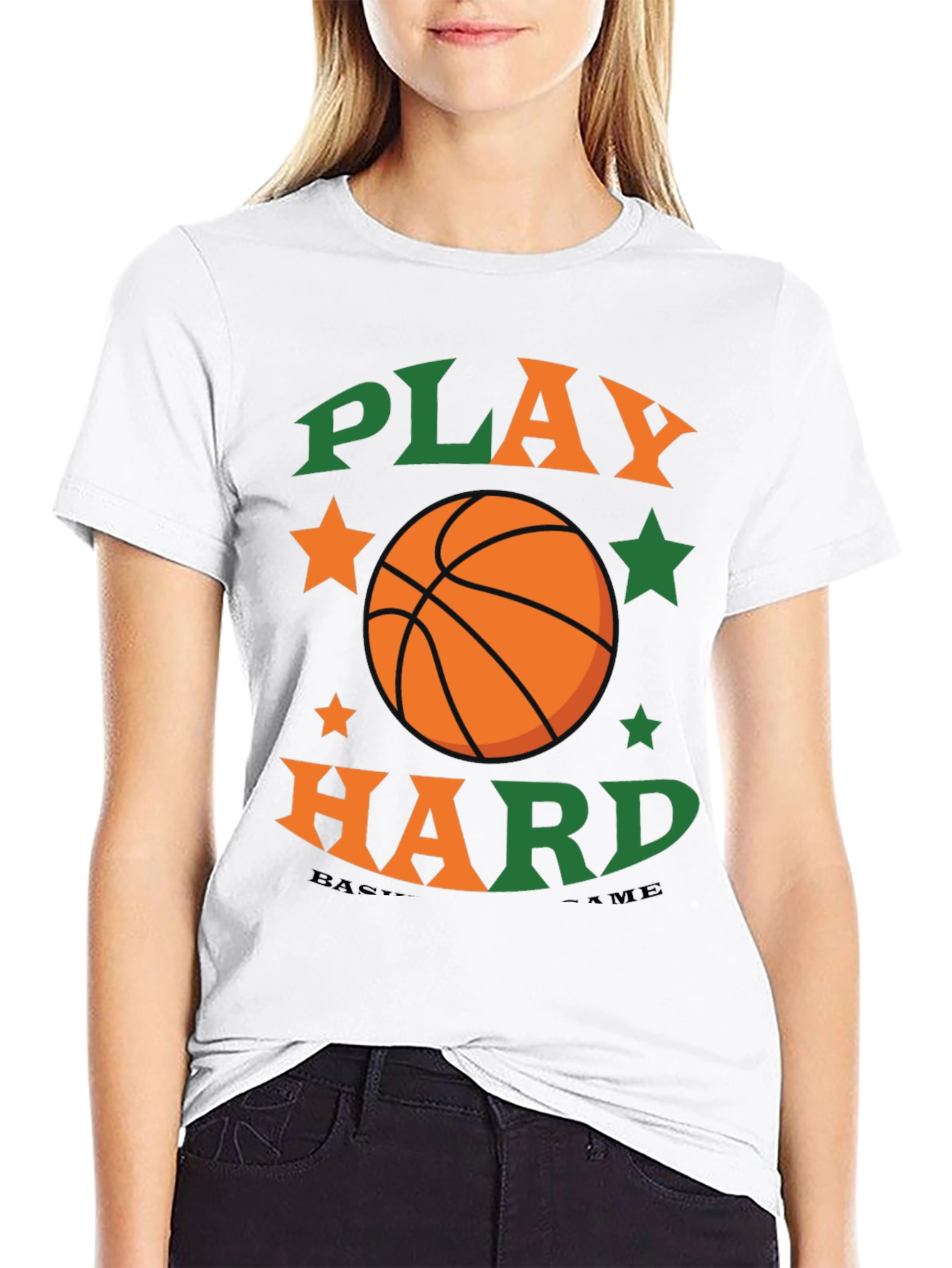 Black Play Hard Basketball Graphic Tee view 9