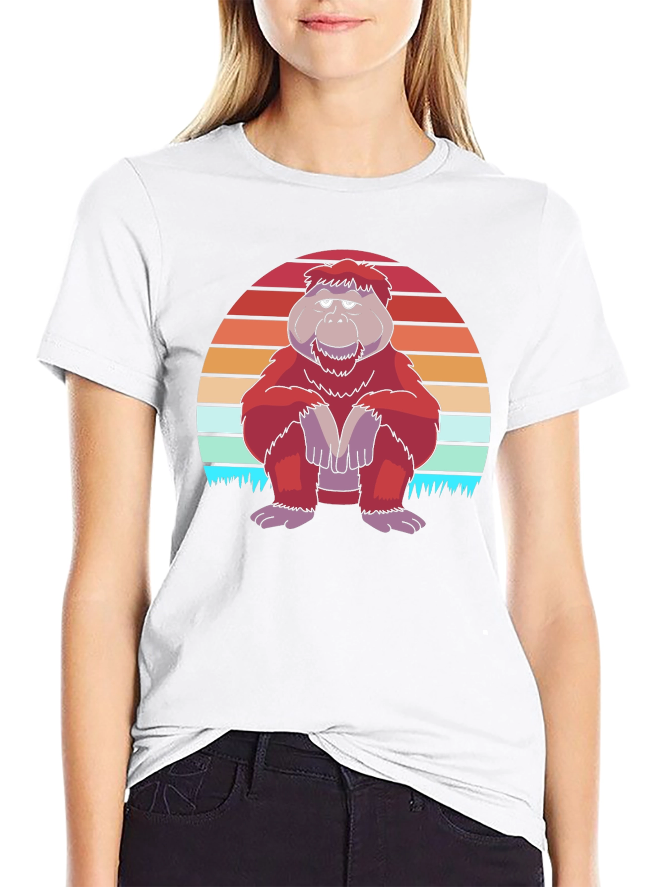 Black Retro Orangutan Graphic Tee - Comfort Fit view 9