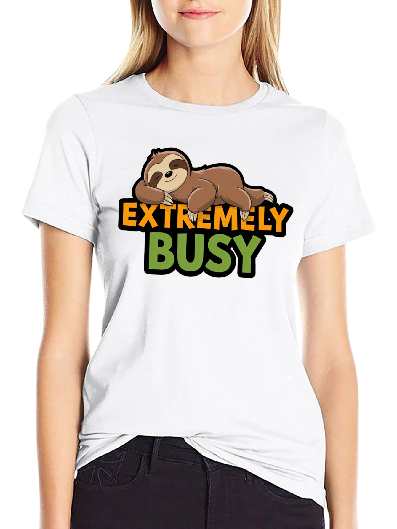 Black Extremely Busy Sloth Graphic T-Shirt view 9